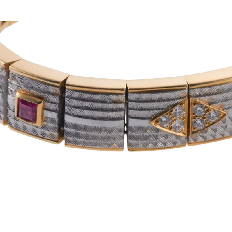 Michael Bondanza Platinum Gold Diamond Ruby Bracelet