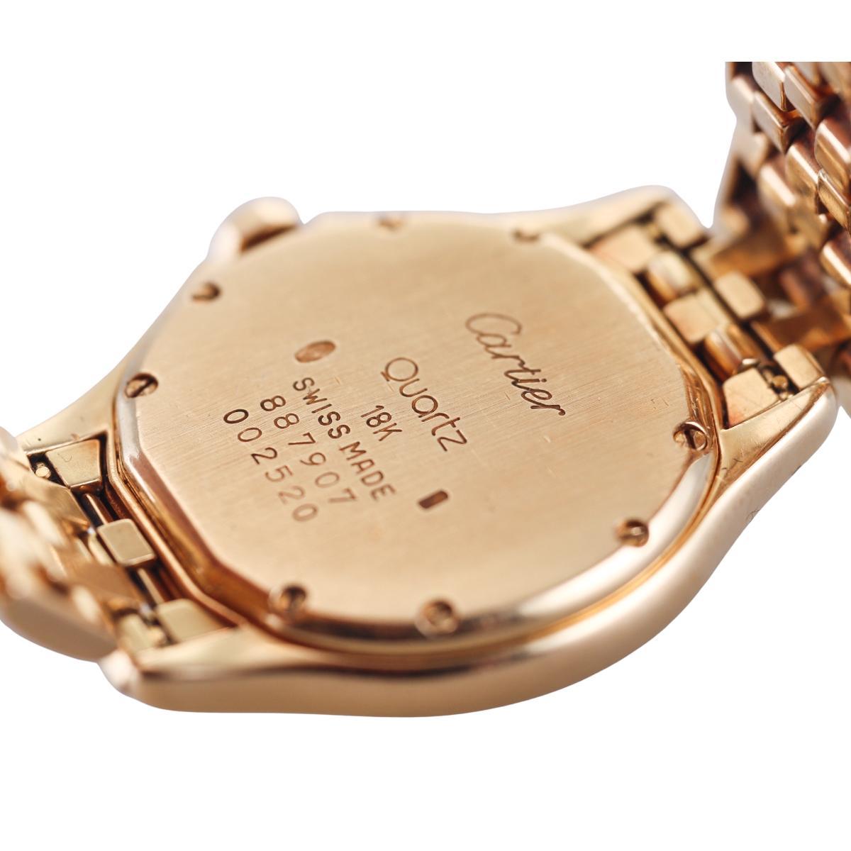 Cartier Cougar Figaro 18k Gold Blue Dial Diamond Quartz Ladies Watch 887907