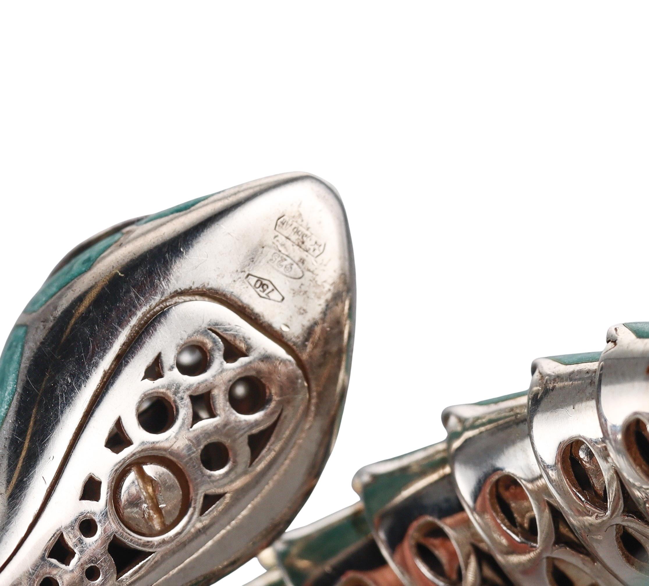 Alexis NY Gold Silver Diamond Sapphire Enamel Snake Wrap Bracelet