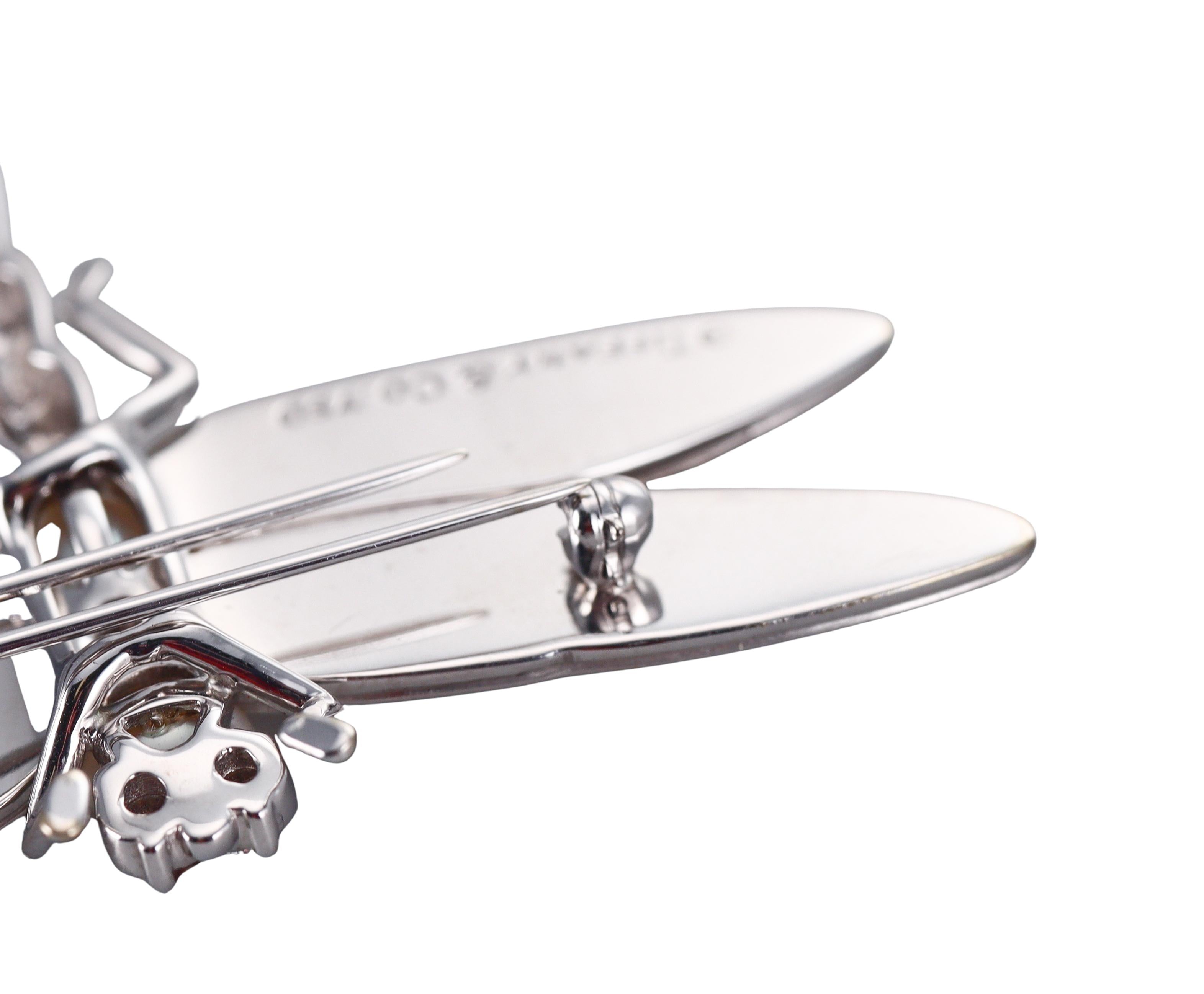 Tiffany & Co Gold Diamond Pearl Dragonfly Brooch Pin