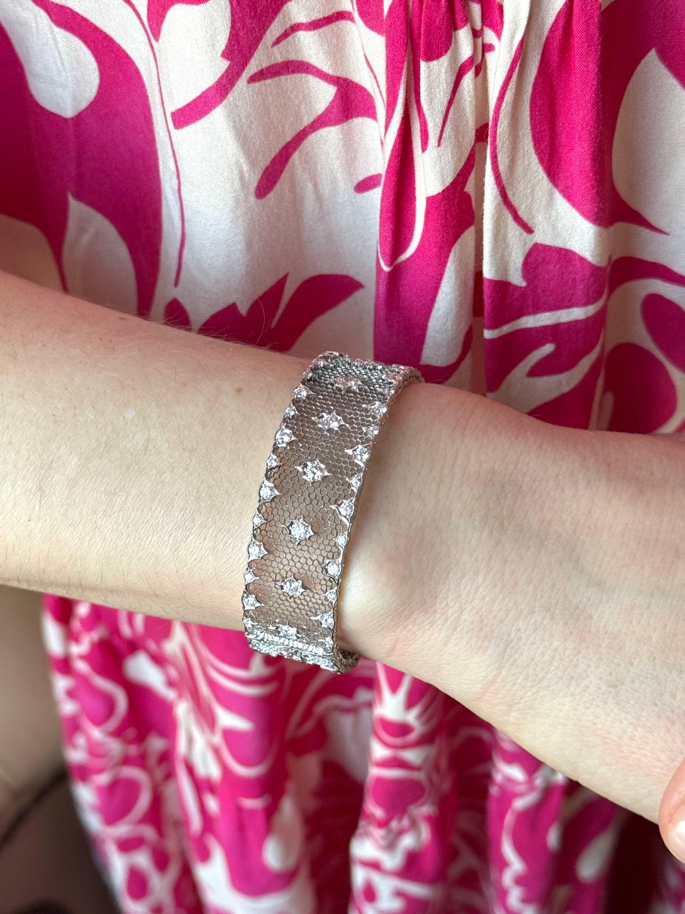 Buccellati Gold Tulle Broccato Diamond Bangle Bracelet