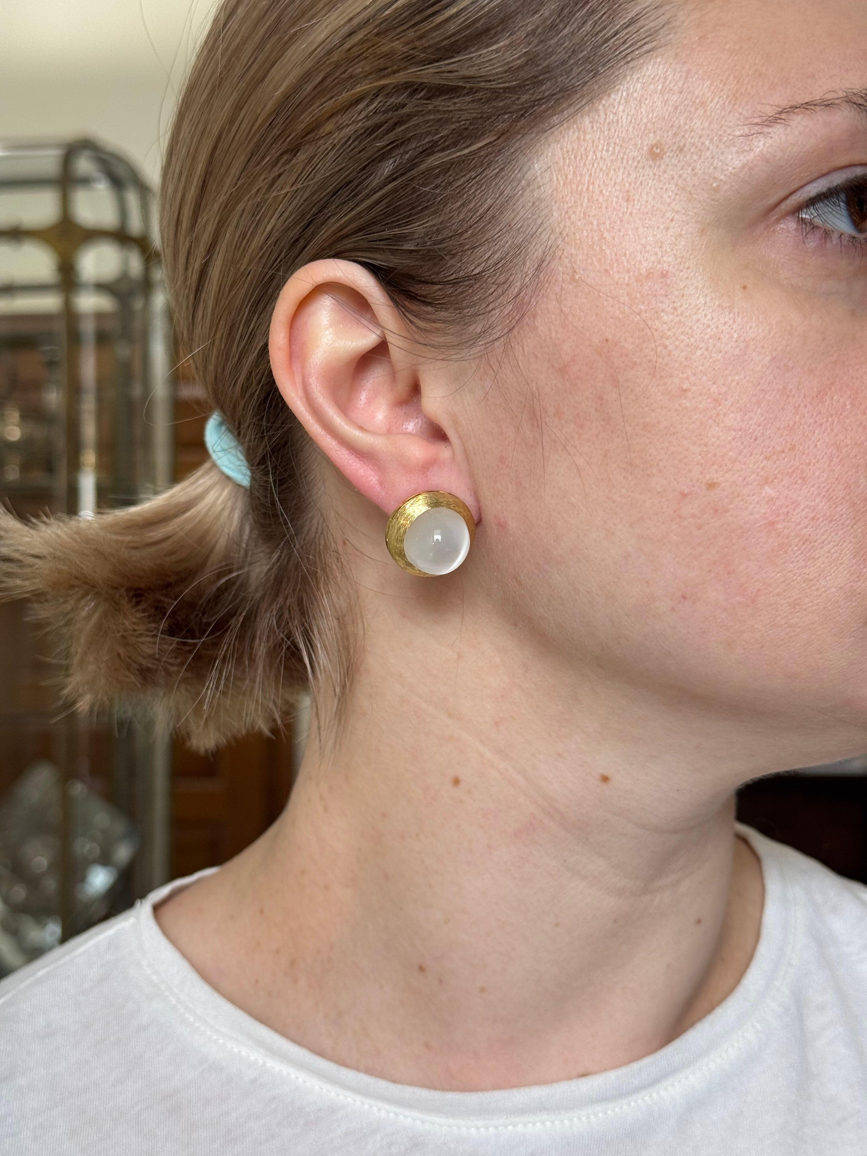 Henry Dunay Gold Platinum Moonstone Earrings