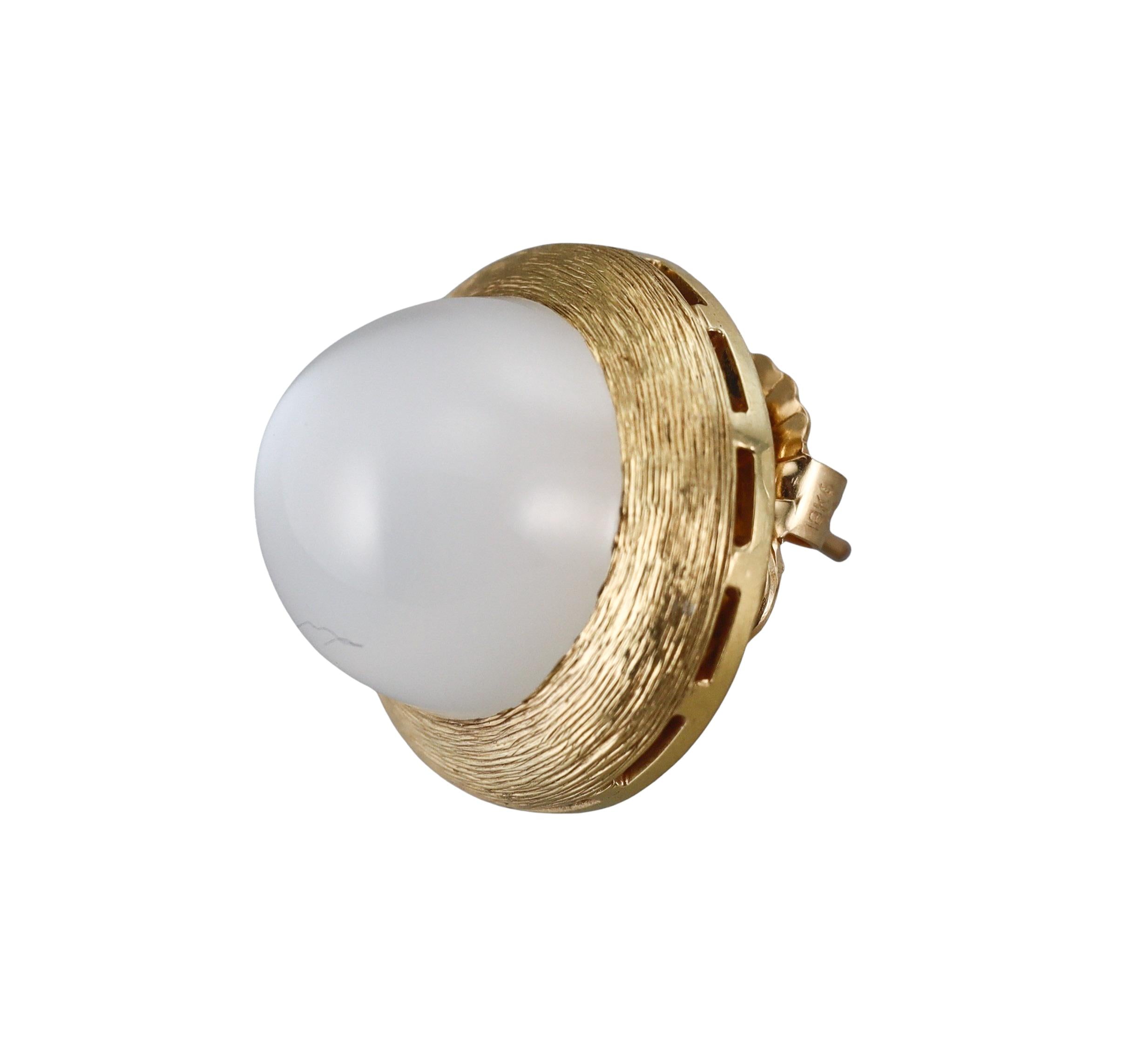 Henry Dunay Gold Platinum Moonstone Earrings