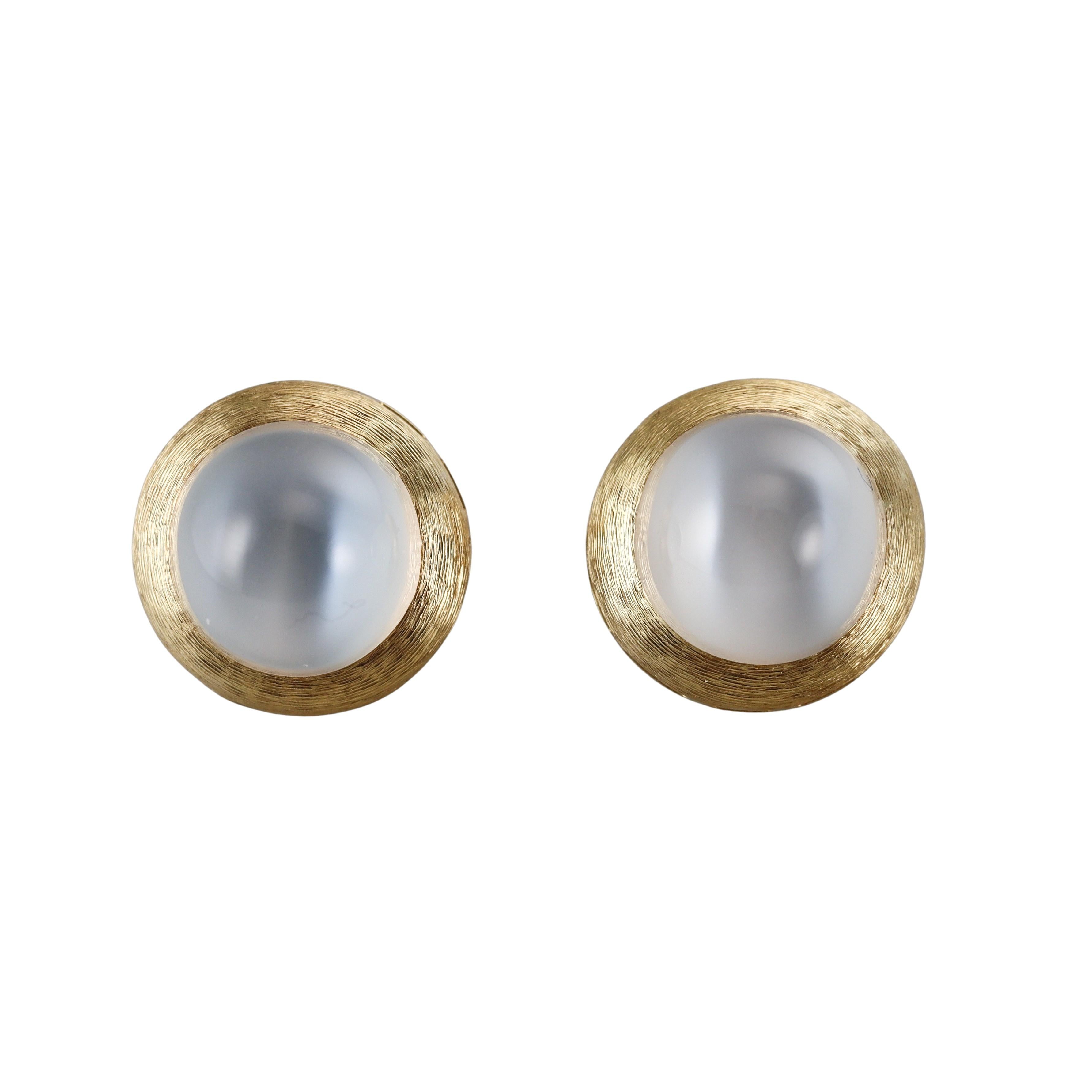Henry Dunay Gold Platinum Moonstone Earrings