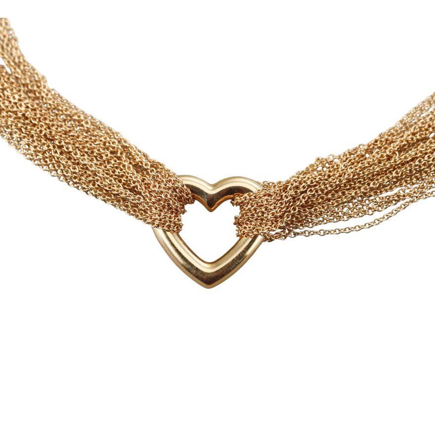 Tiffany & Co Gold Multi Chain Heart Toggle Necklace