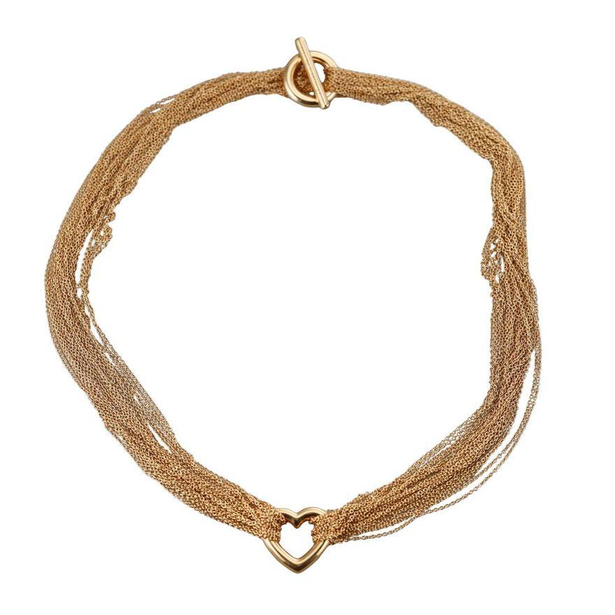 Tiffany & Co Gold Multi Chain Heart Toggle Necklace