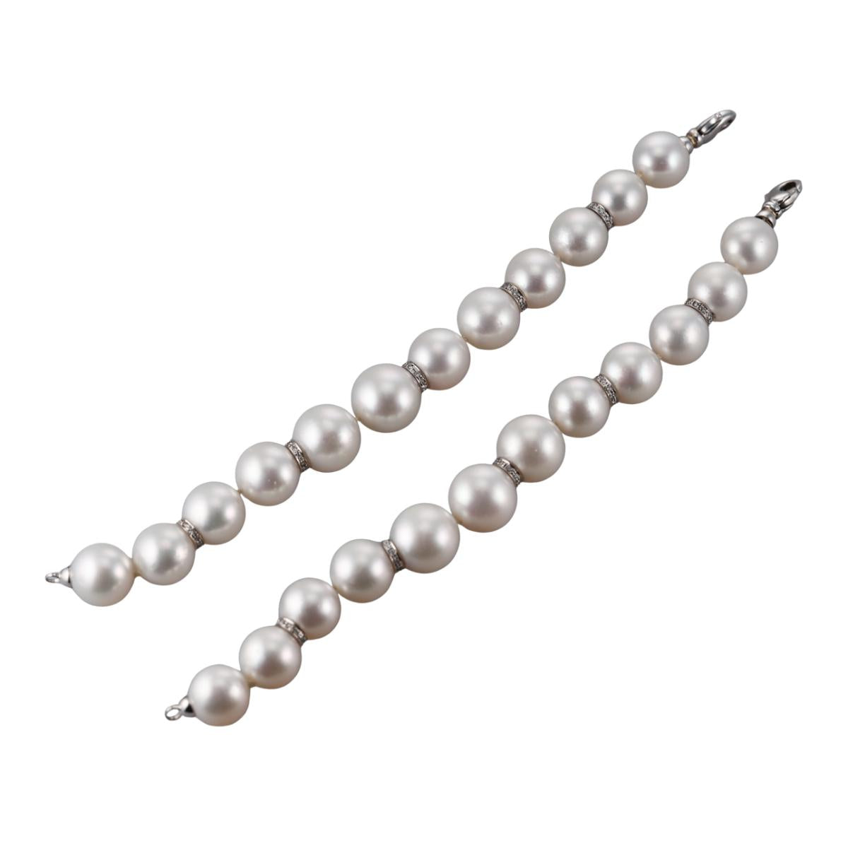 Gold South Sea Pearl Diamond Bracelet Set