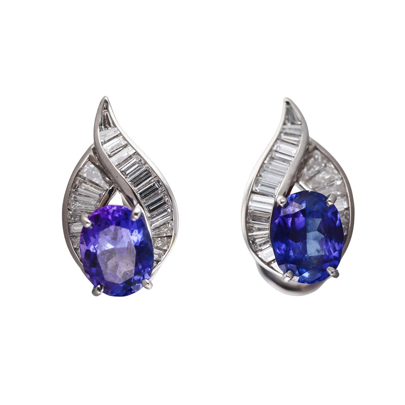 Oscar Heyman Platinum Tanzanite Diamond Earrings