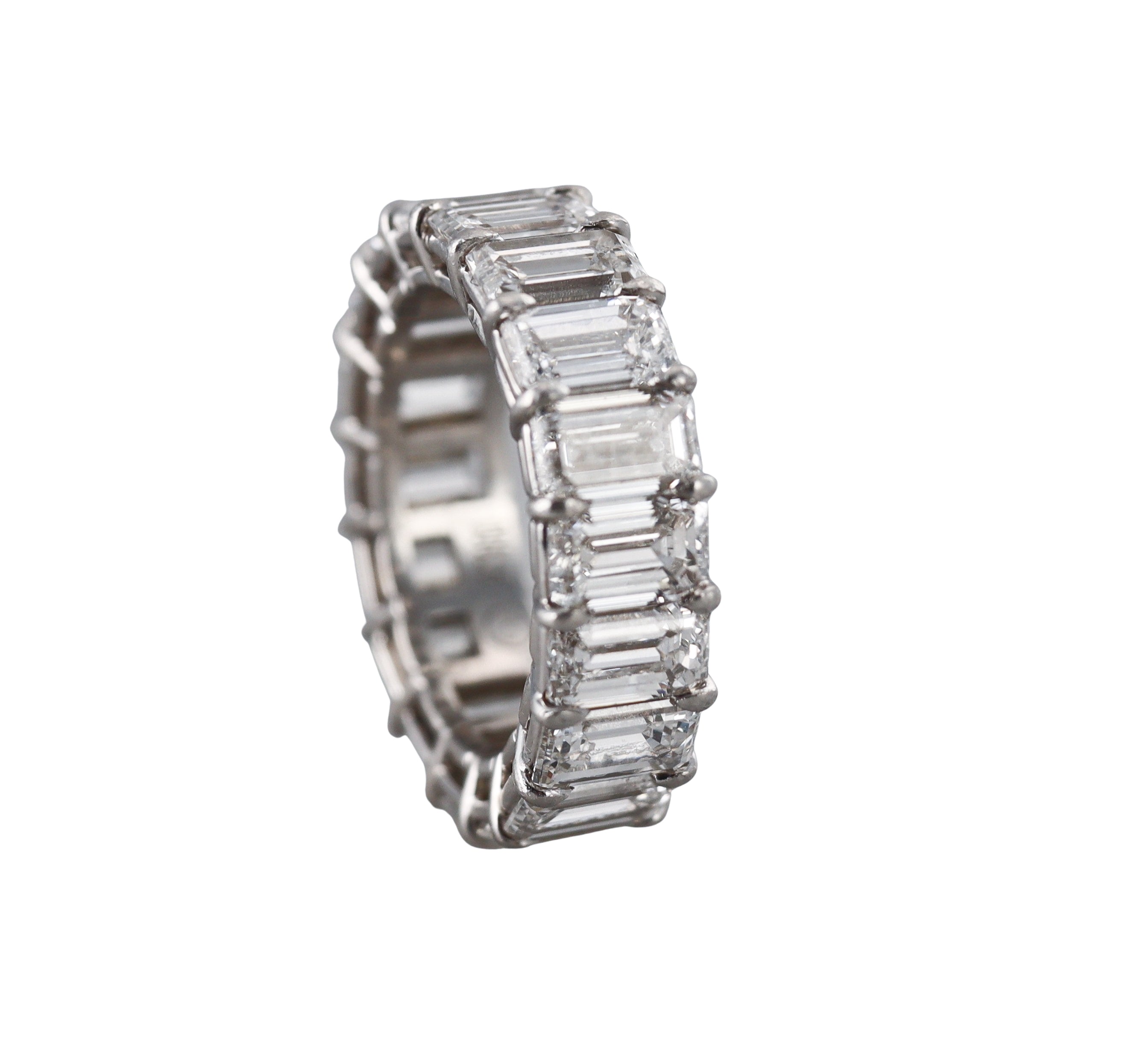 Platinum 8.50ctw Emerald Cut Diamond Eternity Wedding Band Ring