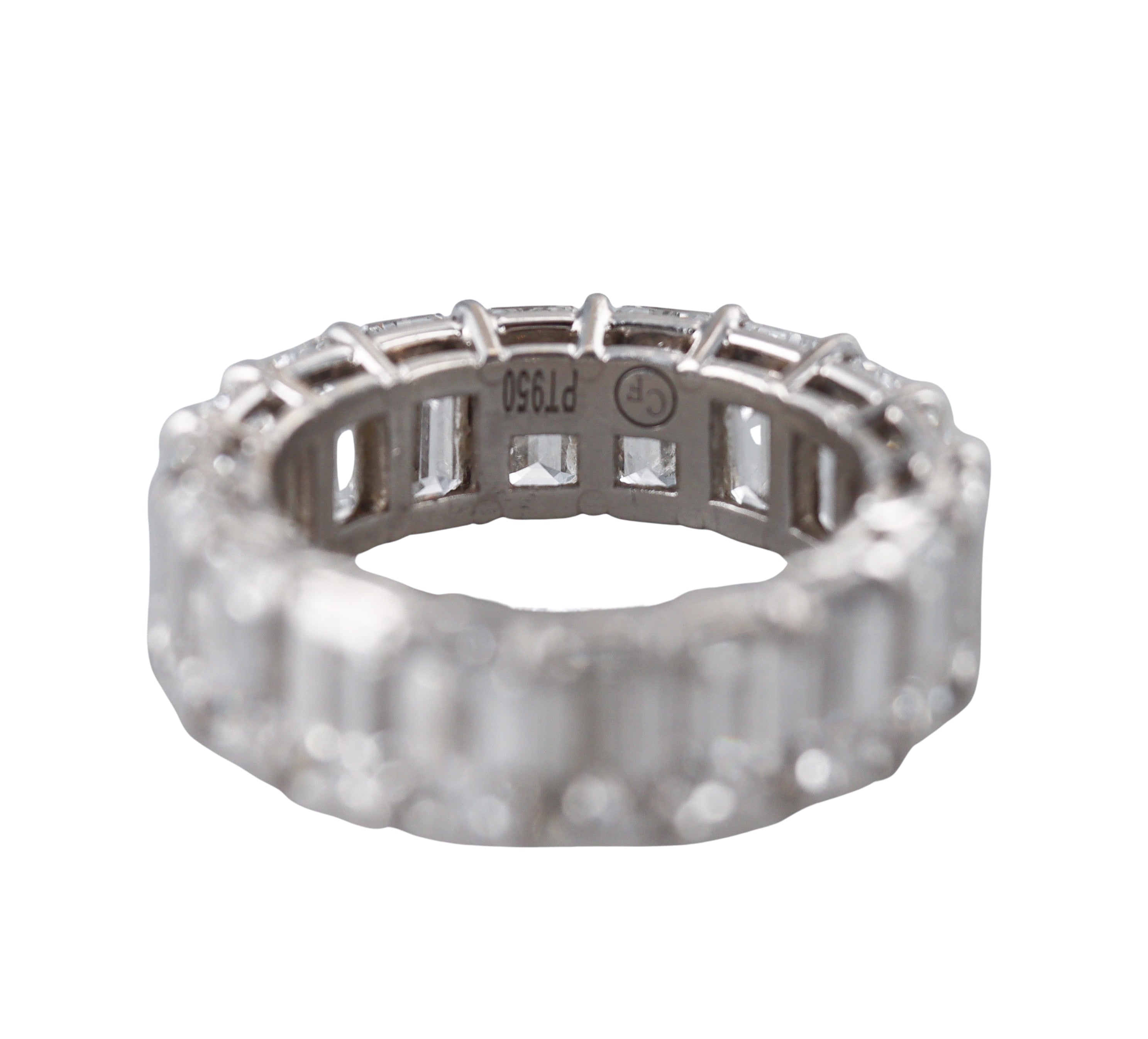 Platinum 8.50ctw Emerald Cut Diamond Eternity Wedding Band Ring