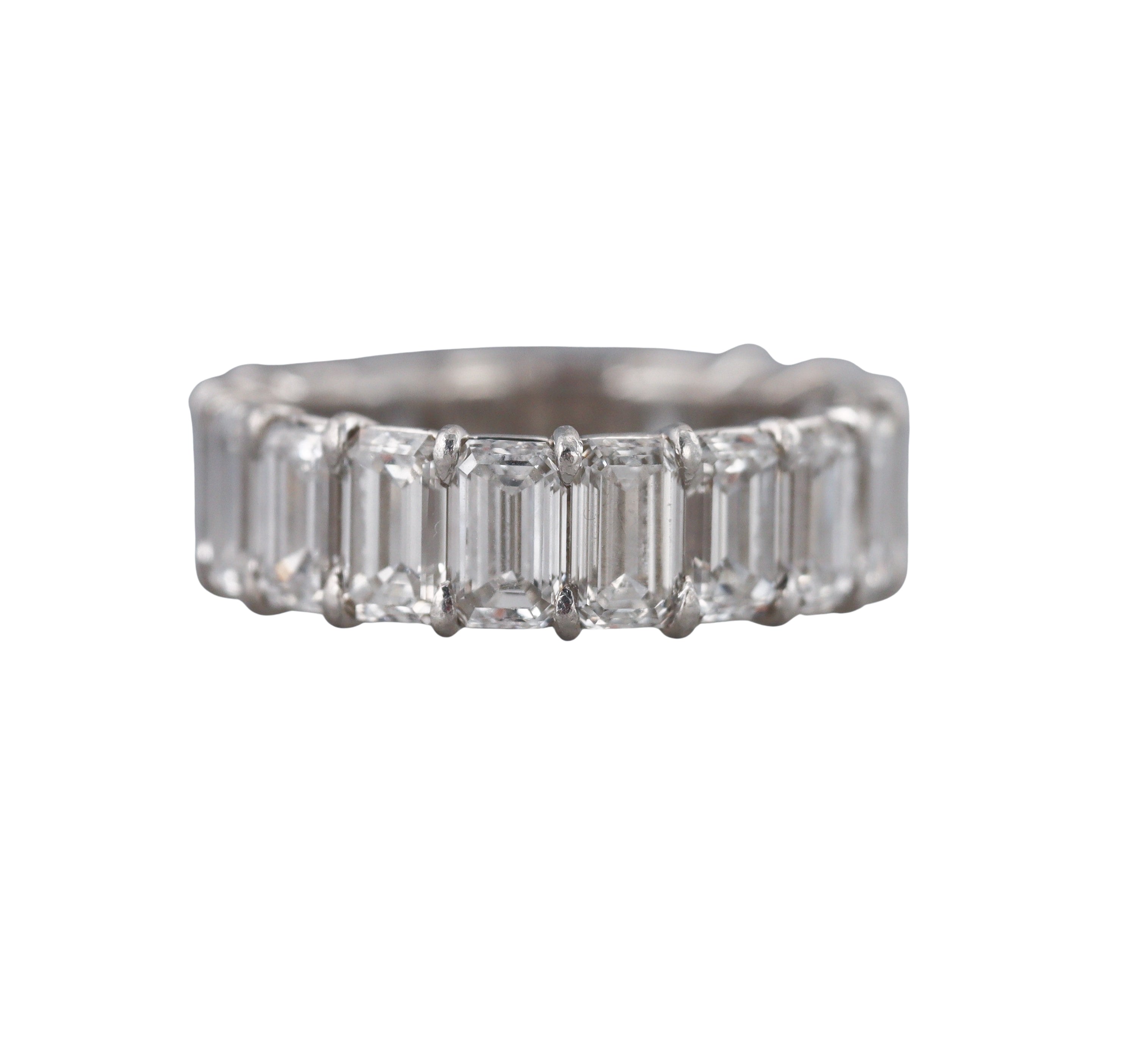Platinum 8.50ctw Emerald Cut Diamond Eternity Wedding Band Ring