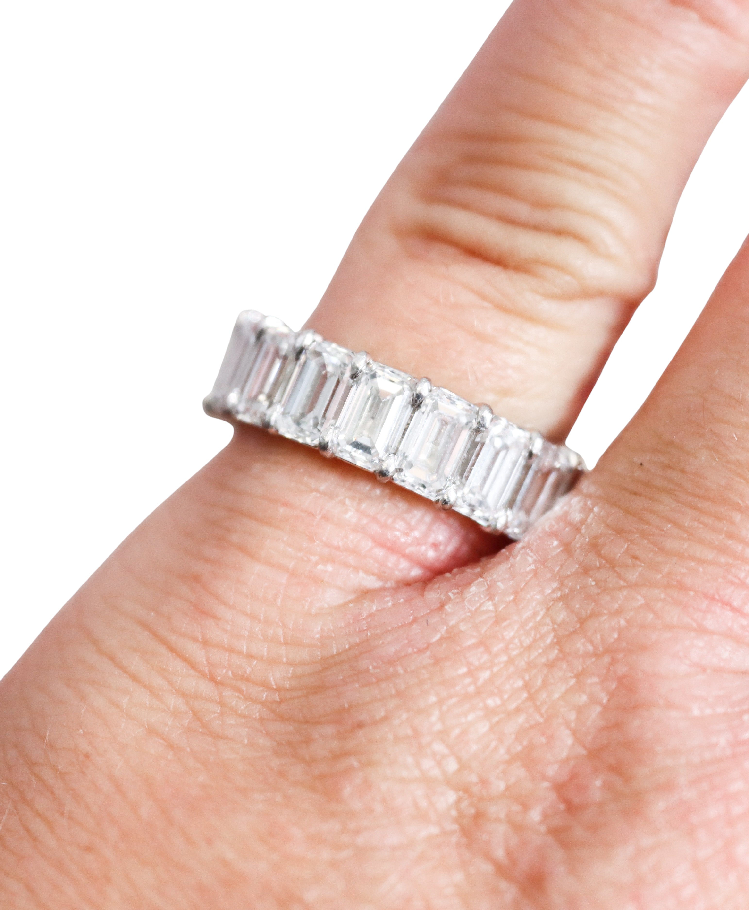 Platinum 8.50ctw Emerald Cut Diamond Eternity Wedding Band Ring