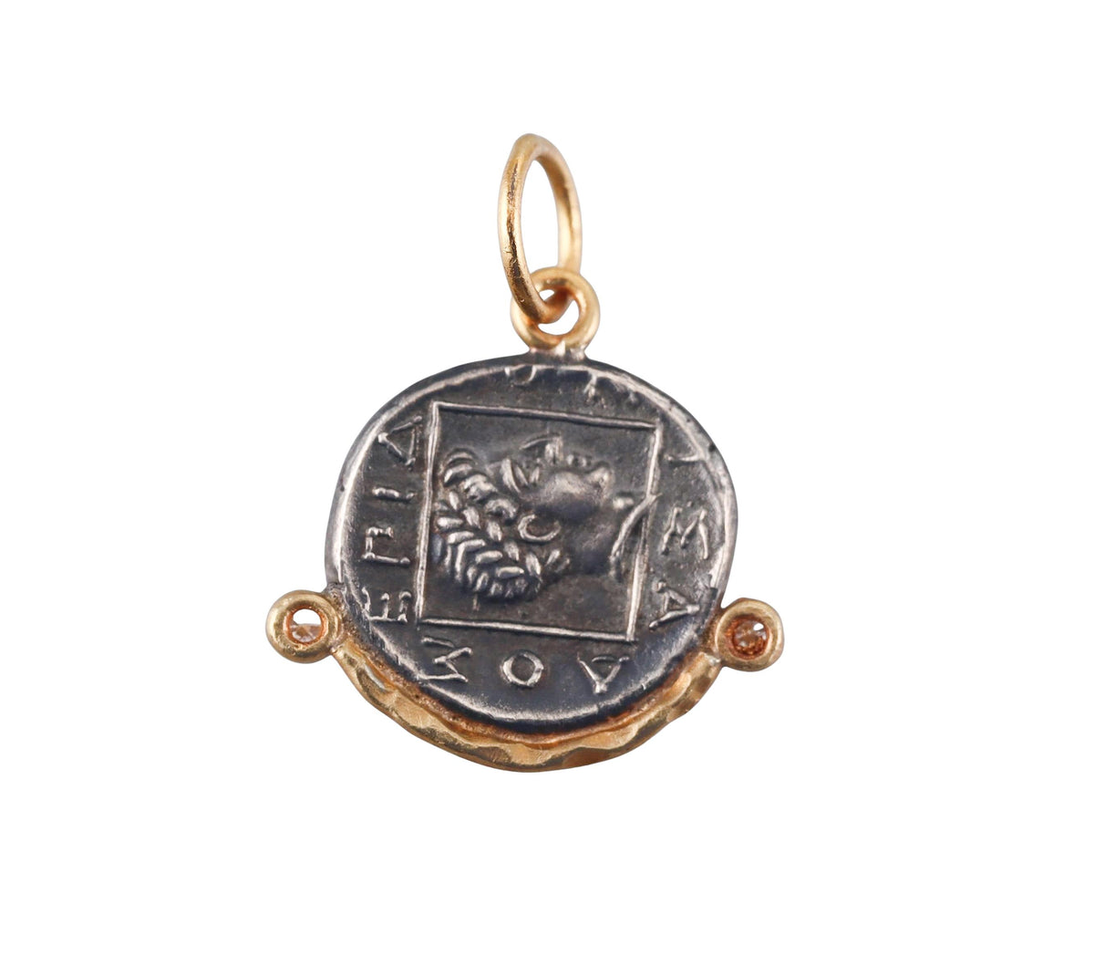 Ancient Inspired Gold Silver Diamond Pegasus Greek Pendant