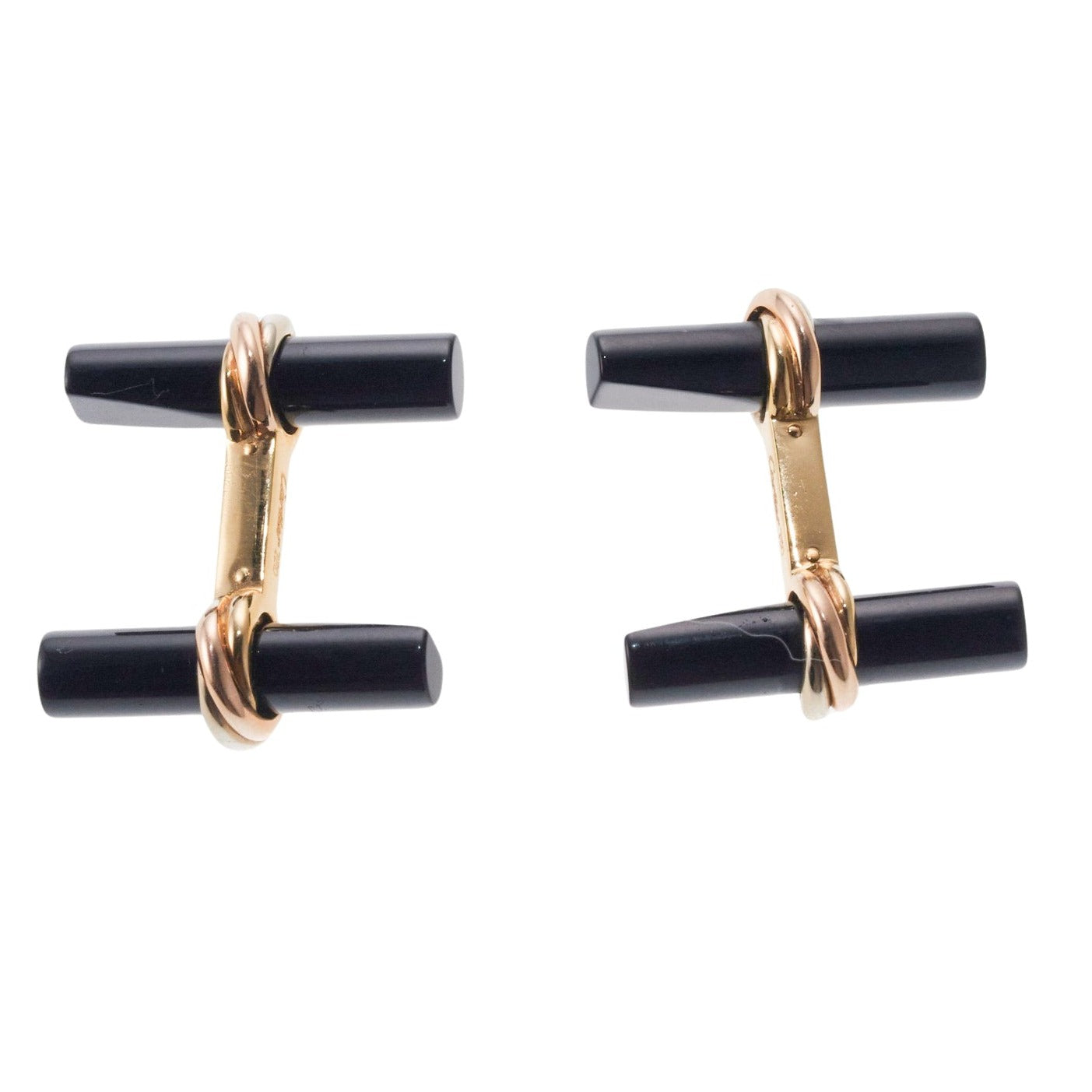 Cartier Trinity Onyx Gold Bar Cufflinks
