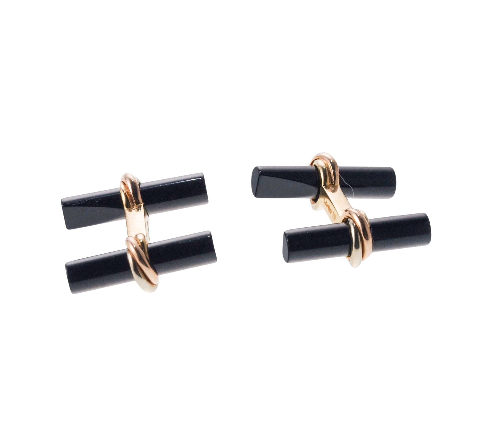 Cartier Trinity Onyx Gold Bar Cufflinks