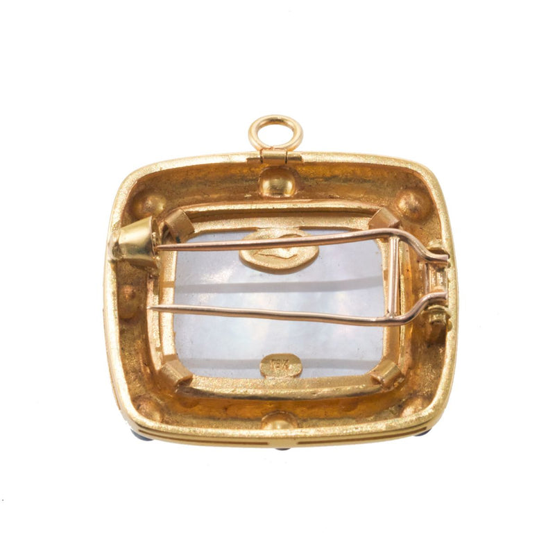 Elizabeth Locke Venetian Glass Intaglio Pearl Gold Brooch Pendant