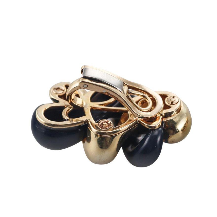 Carvin French Gold Onyx Spiral Twist Earrings