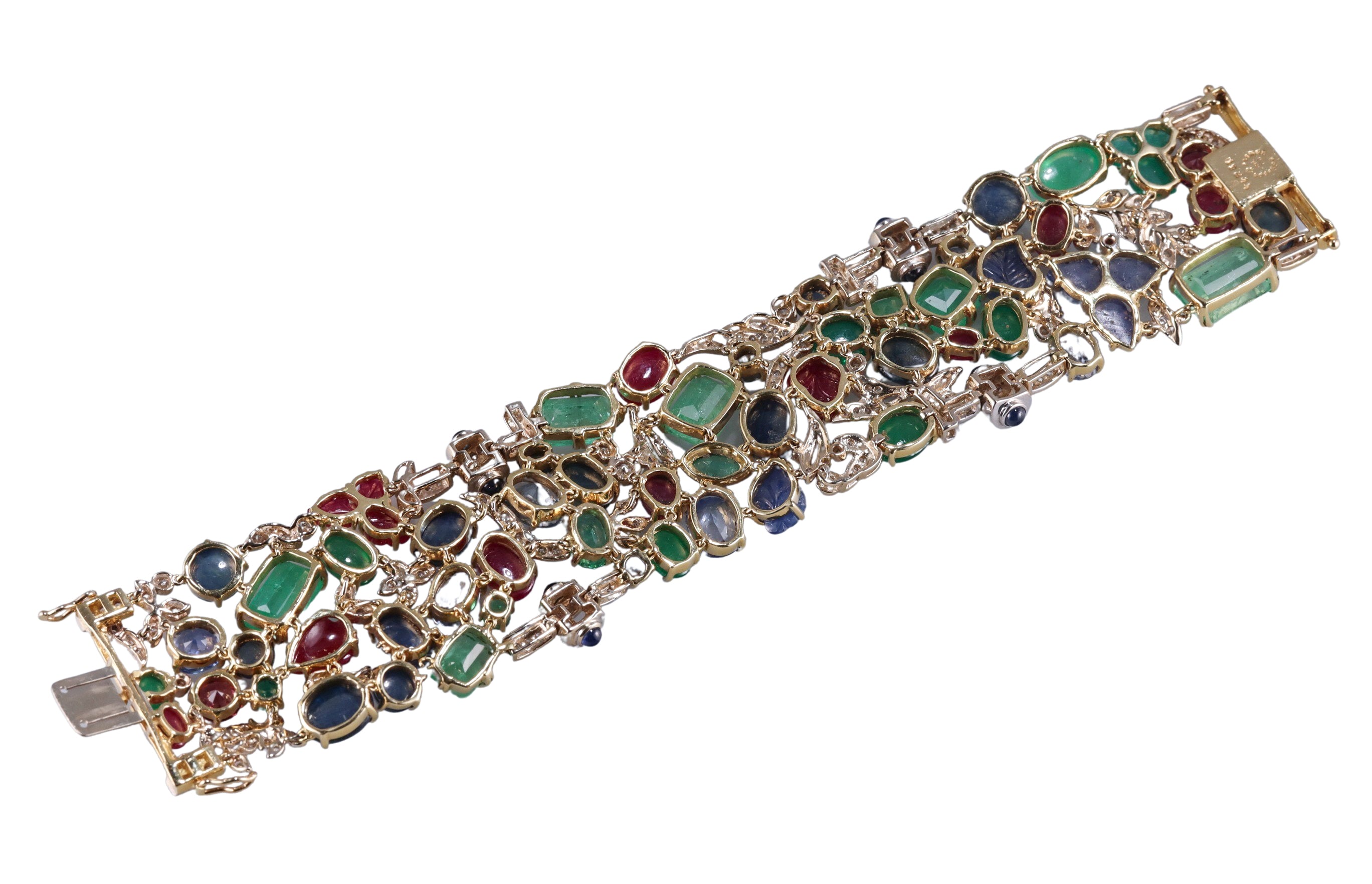 Seaman Schepps Garden Tutti Frutti Diamond Emerald Sapphire Ruby Bracelet