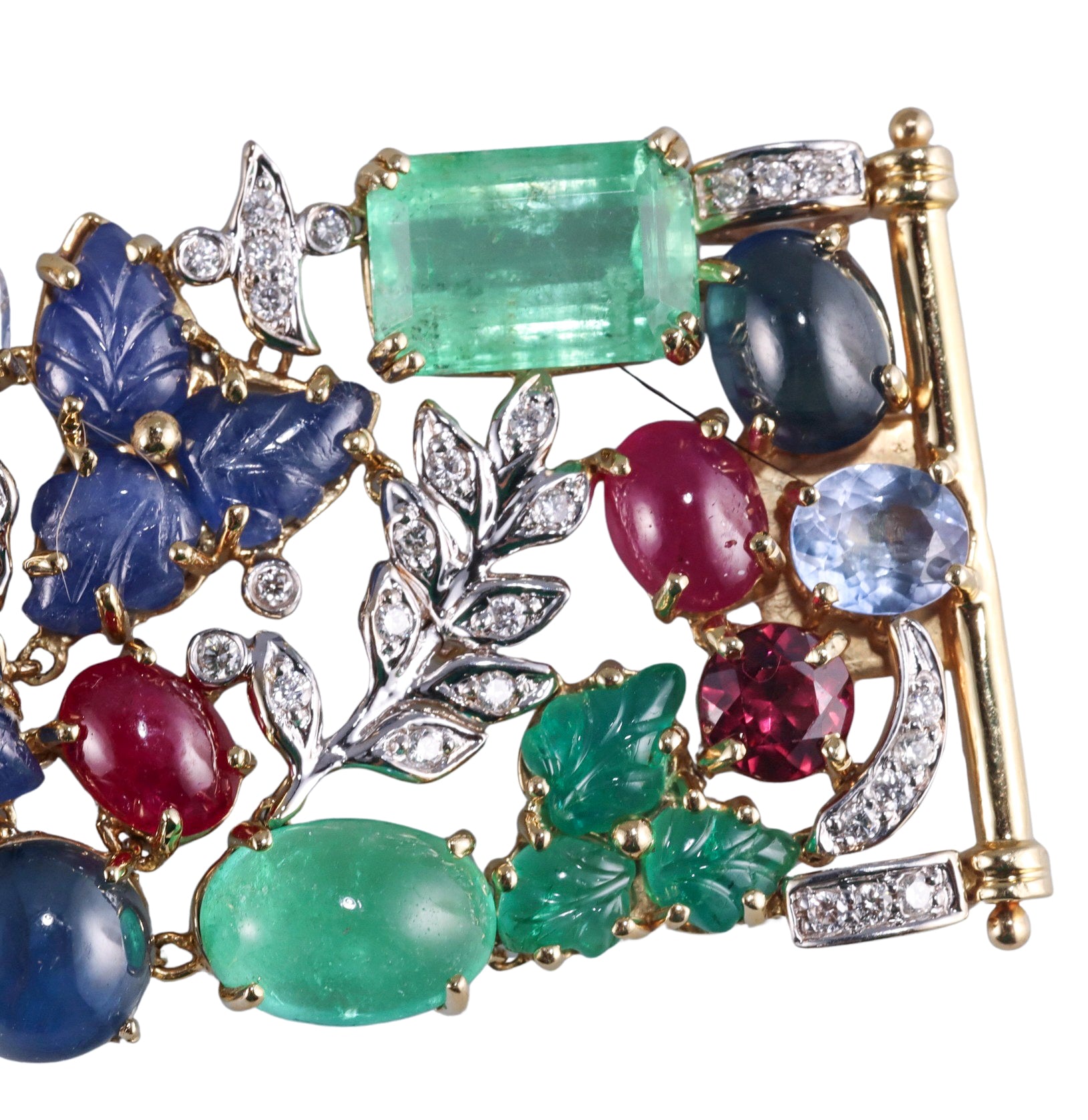 Seaman Schepps Garden Tutti Frutti Diamond Emerald Sapphire Ruby Bracelet