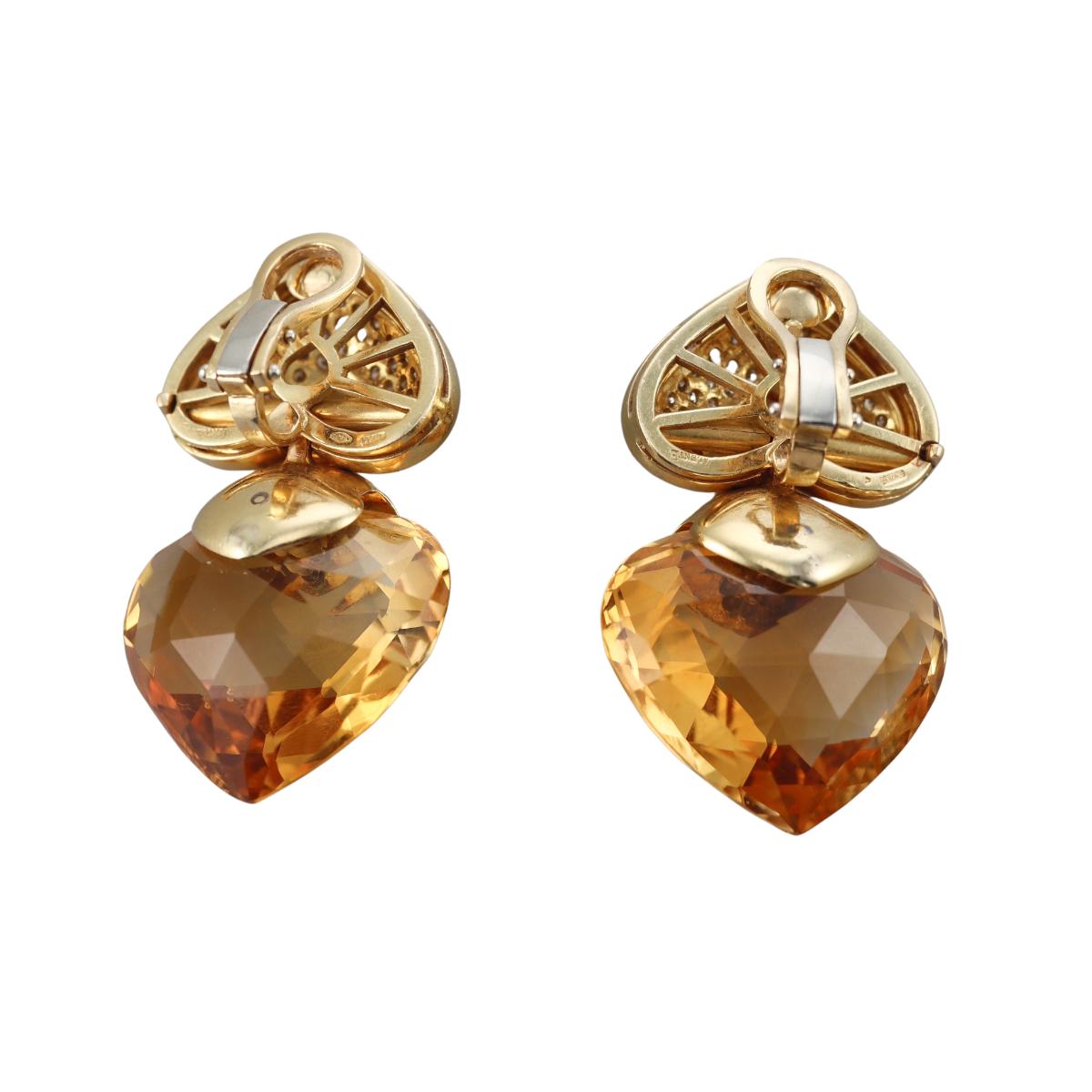 Valente Gold Citrine Diamond Sapphire Earrings
