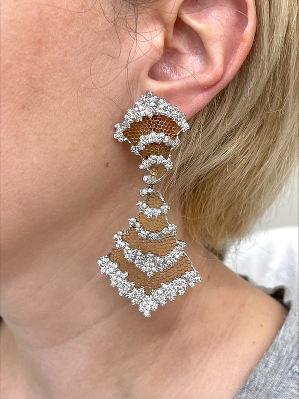 Buccellati Honeycomb Diamond Gold Earrings