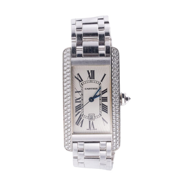 Cartier Tank Americaine 18k Gold Diamond Automatic Watch 2490