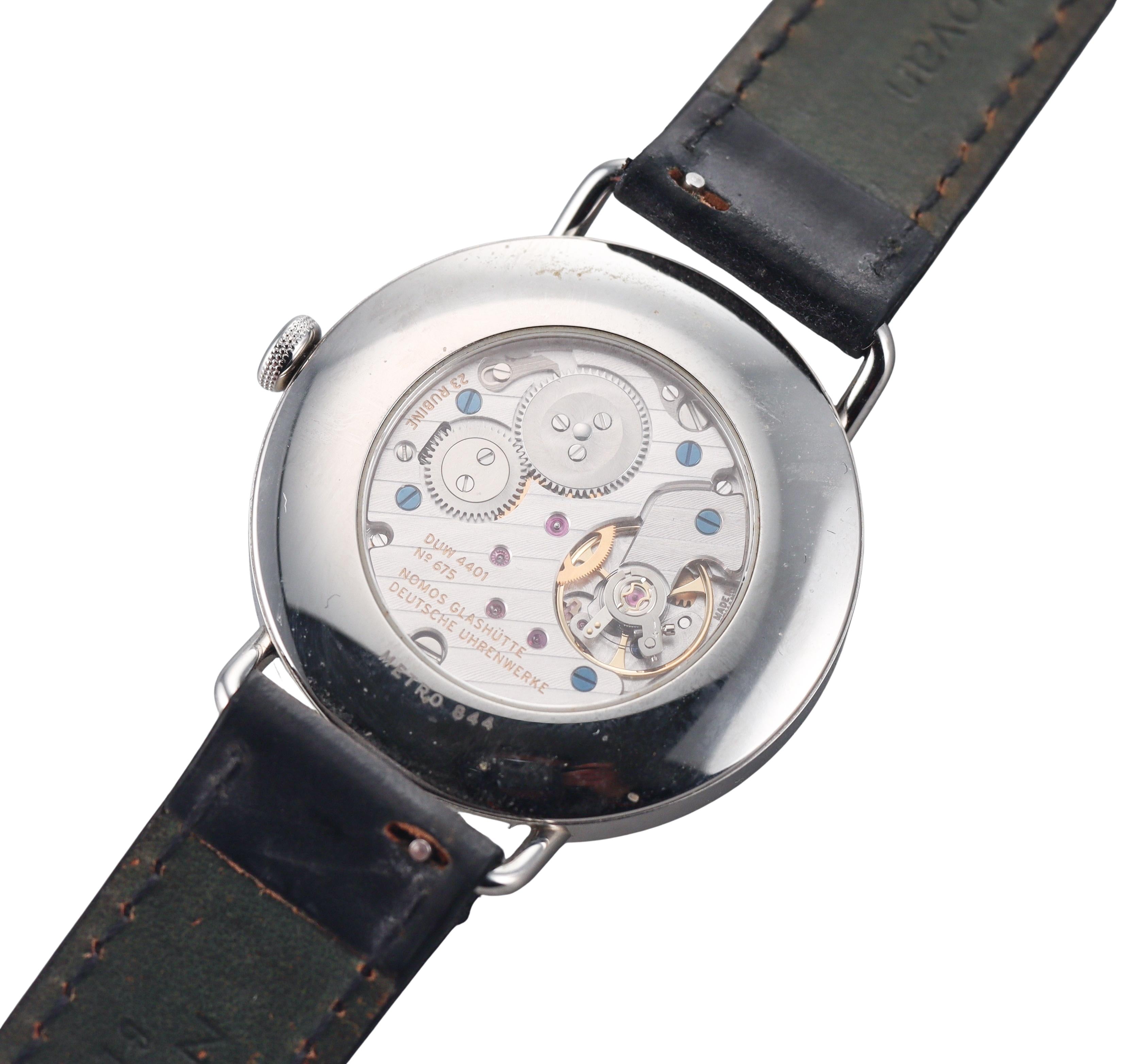 Nomos Glashutte Metro 1101 Datum Gangreserve 37mm Watch
