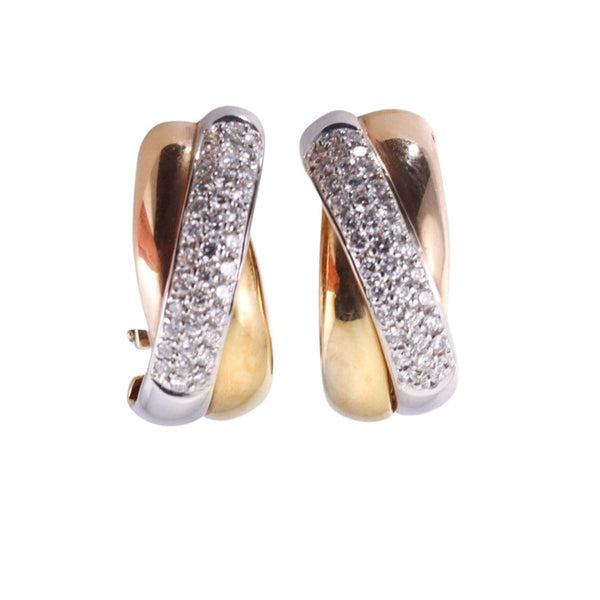 Roberto Coin Gold Diamond Crossover Half Hoop Earrings