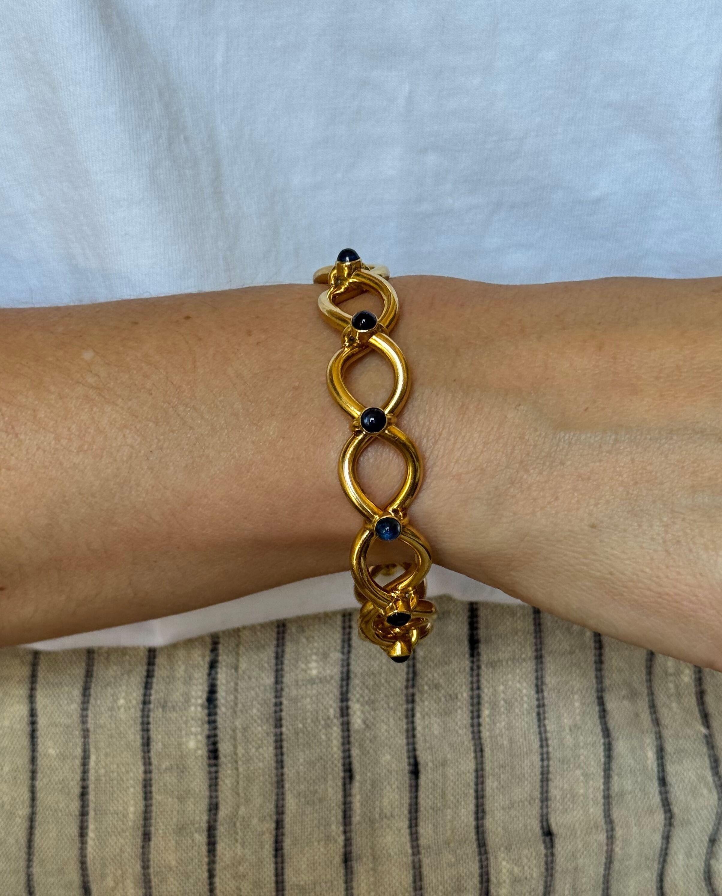 Tiffany & Co France Vintage Sapphire Gold Bangle Bracelet