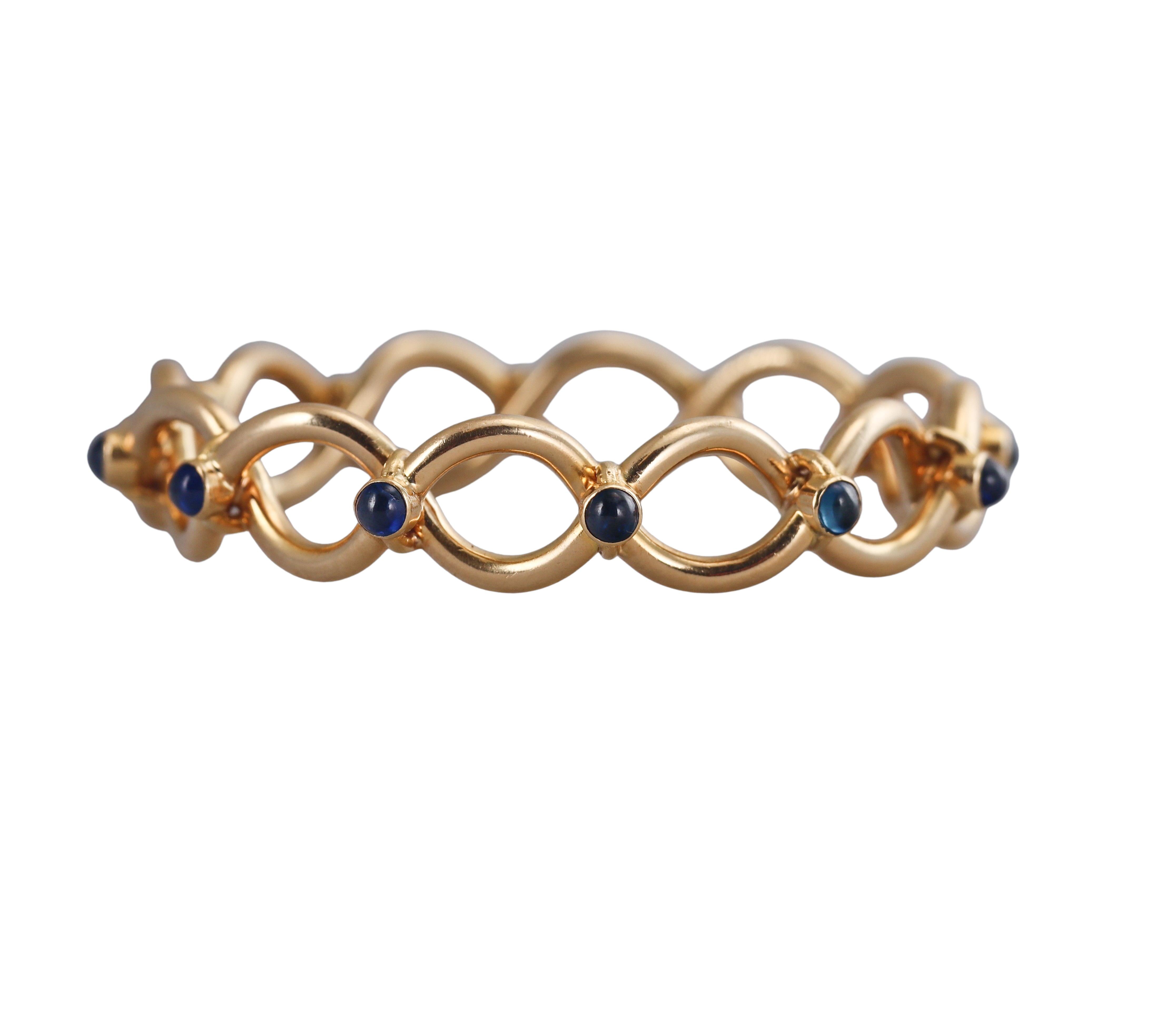 Tiffany & Co France Vintage Sapphire Gold Bangle Bracelet