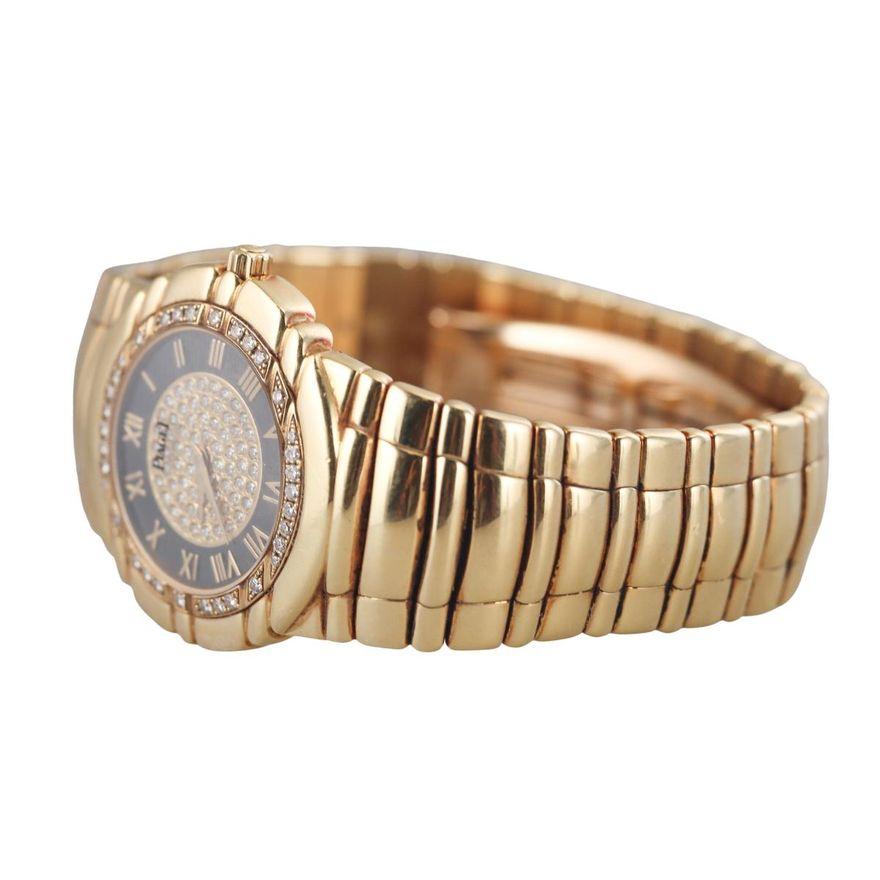 Piaget Tanagra 18k Gold Diamond Onyx Watch 17043 M 401 D