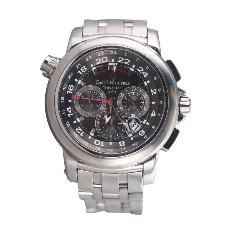 Carl Bucherer Patravi TravelTec GMT 46.6 Steel Chronograph Automatic Watch 10620