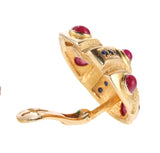 Lalaounis Greece Gold Sapphire Ruby Earrings