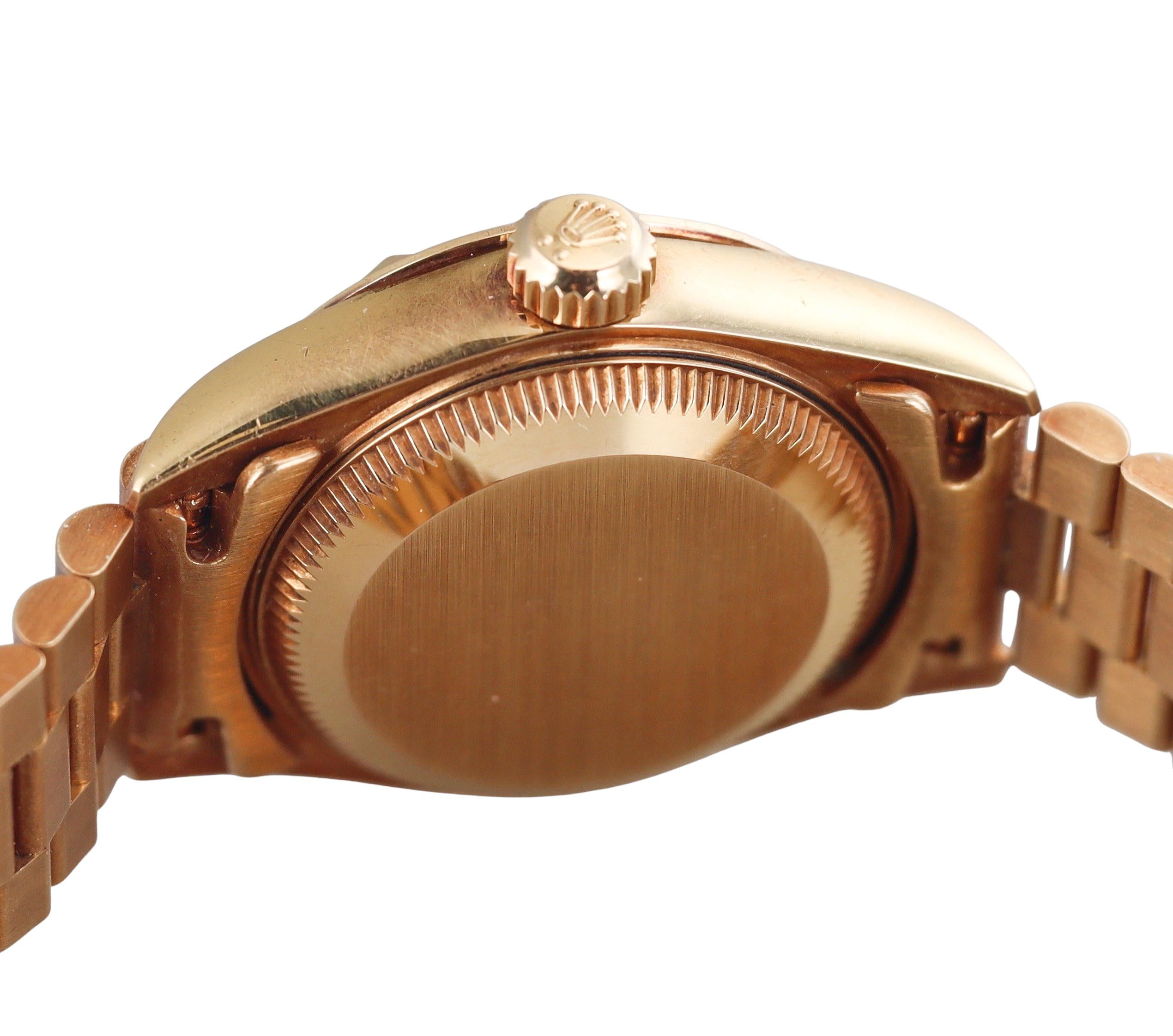 Rolex President Datejust Gold Pyramid Dial Diamond Watch 79258