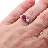 Platinum Diamond Ruby Engagement Ring