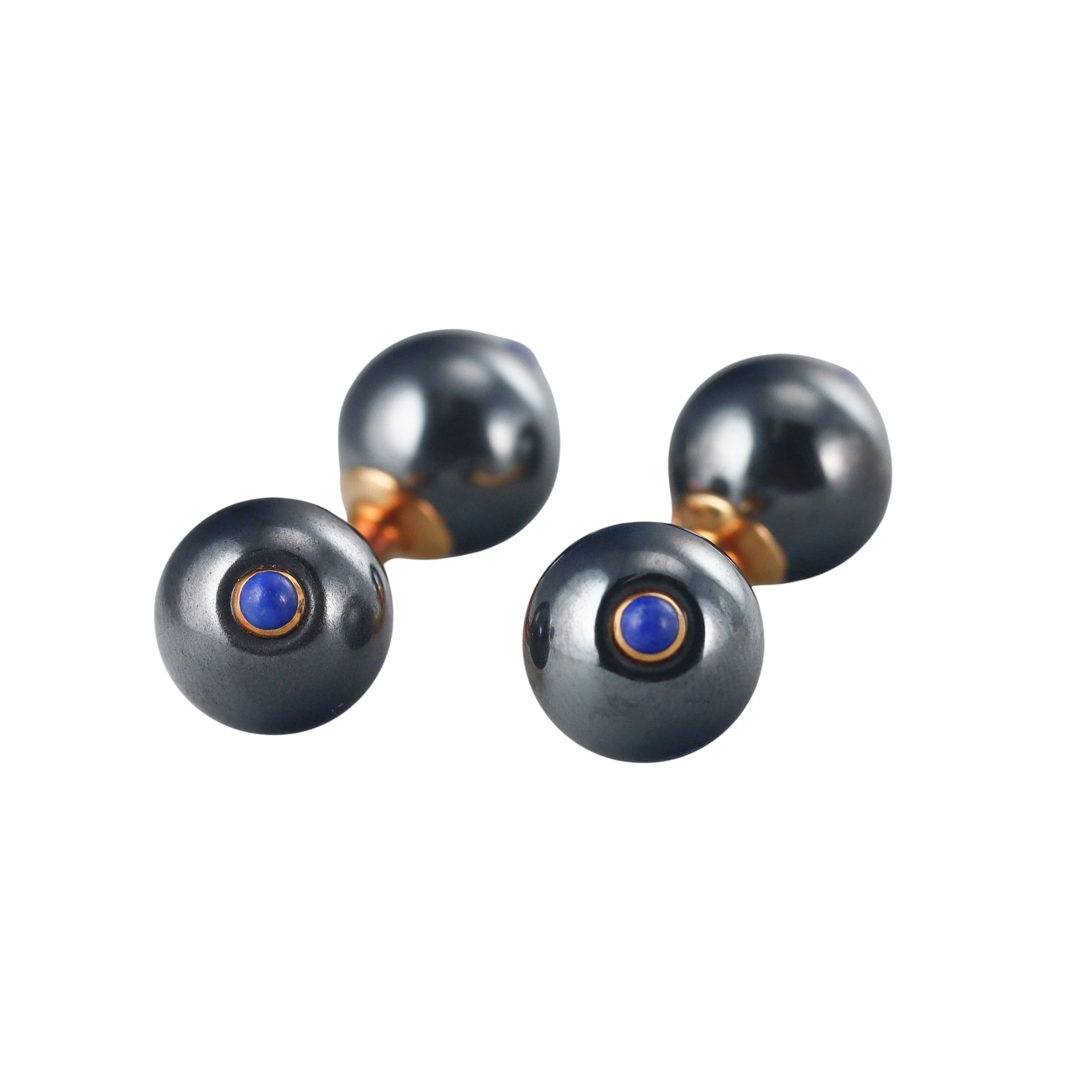 Trianon Gold Hematite Lapis Cufflinks