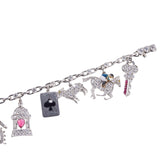 Platinum Diamond Enamel Gemstone Charm Bracelet