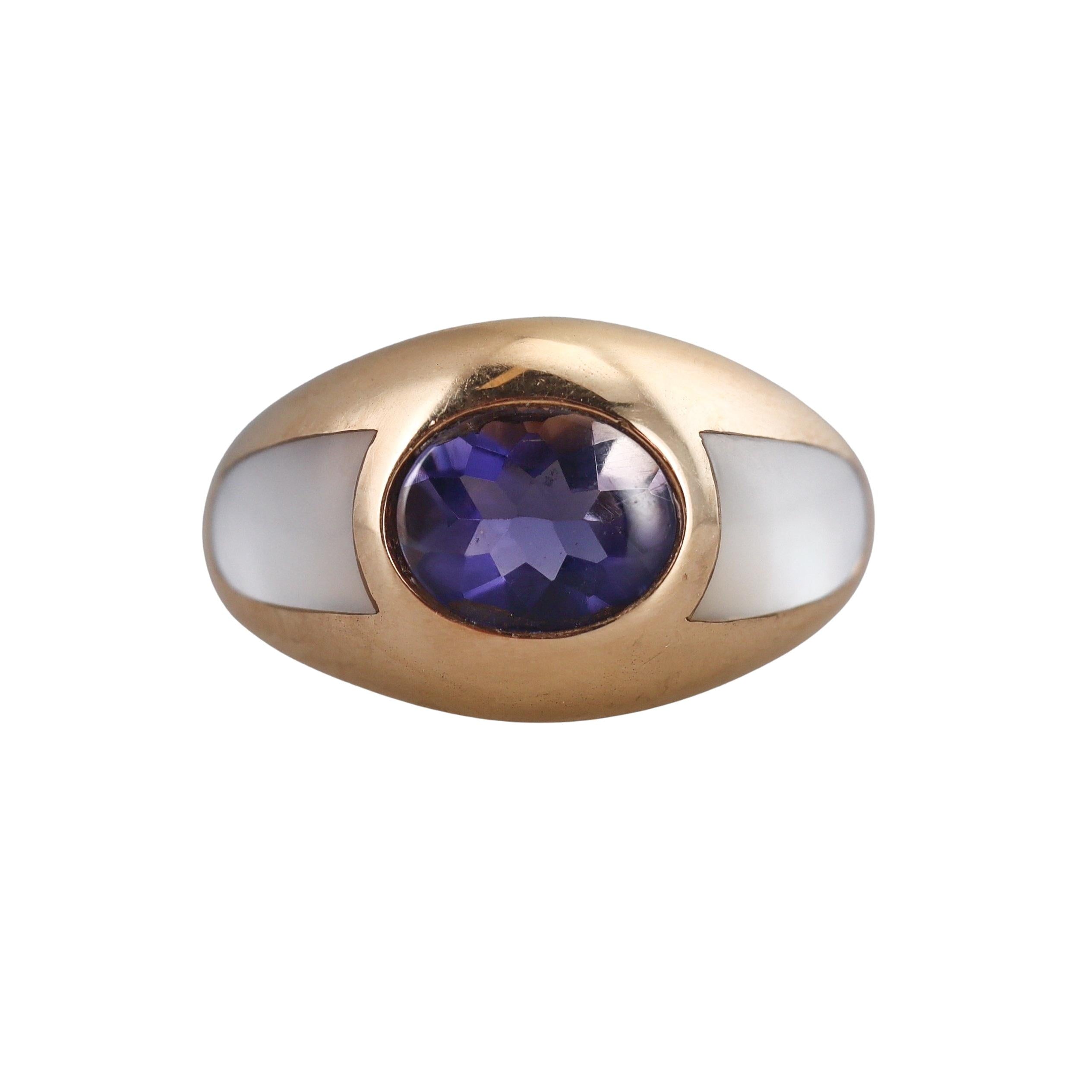 Mauboussin Iolite Mother of Pearl Gypsy Gold Ring