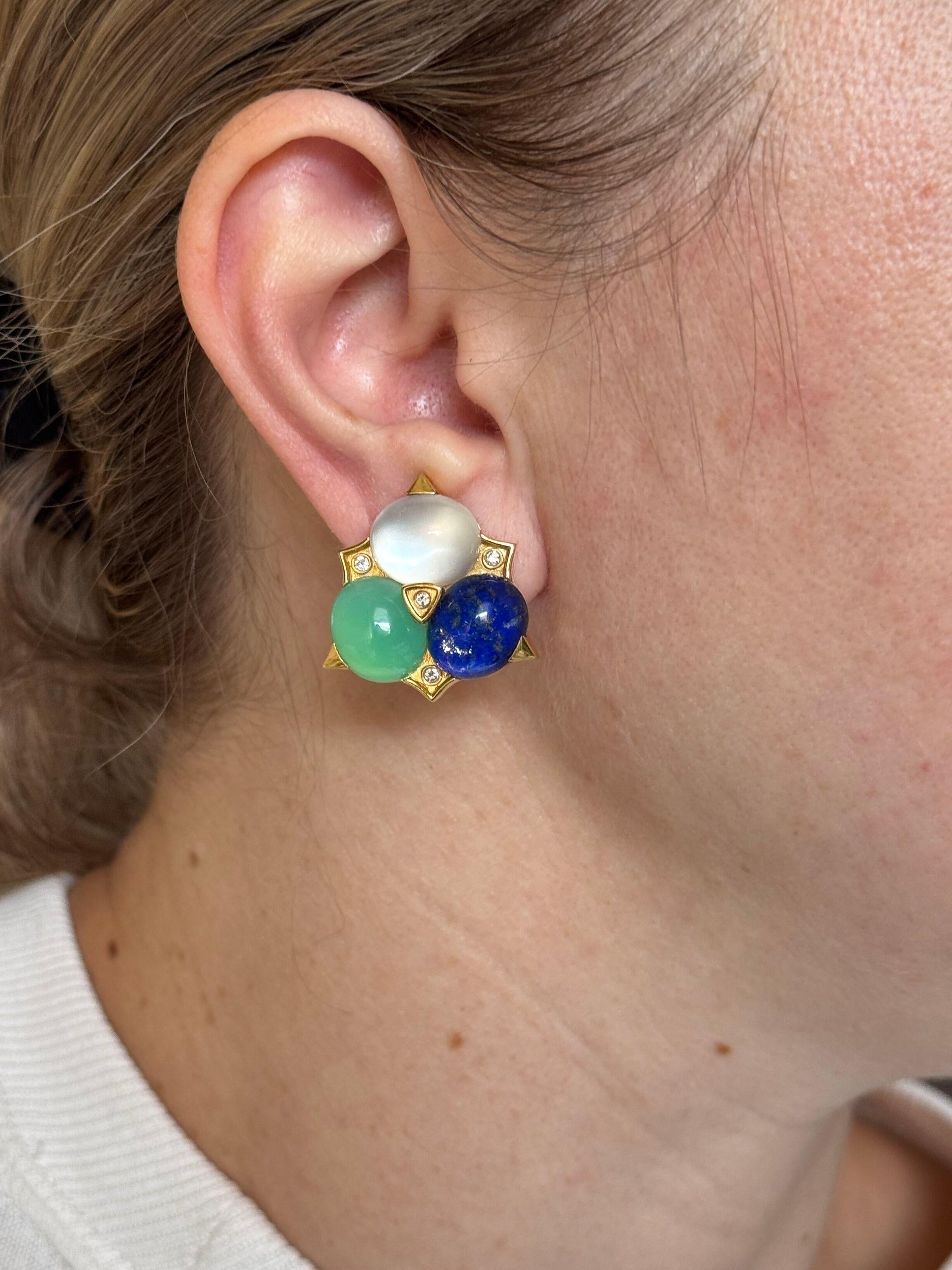 Logan Hollowell Diamond Gemstone Gold Earrings