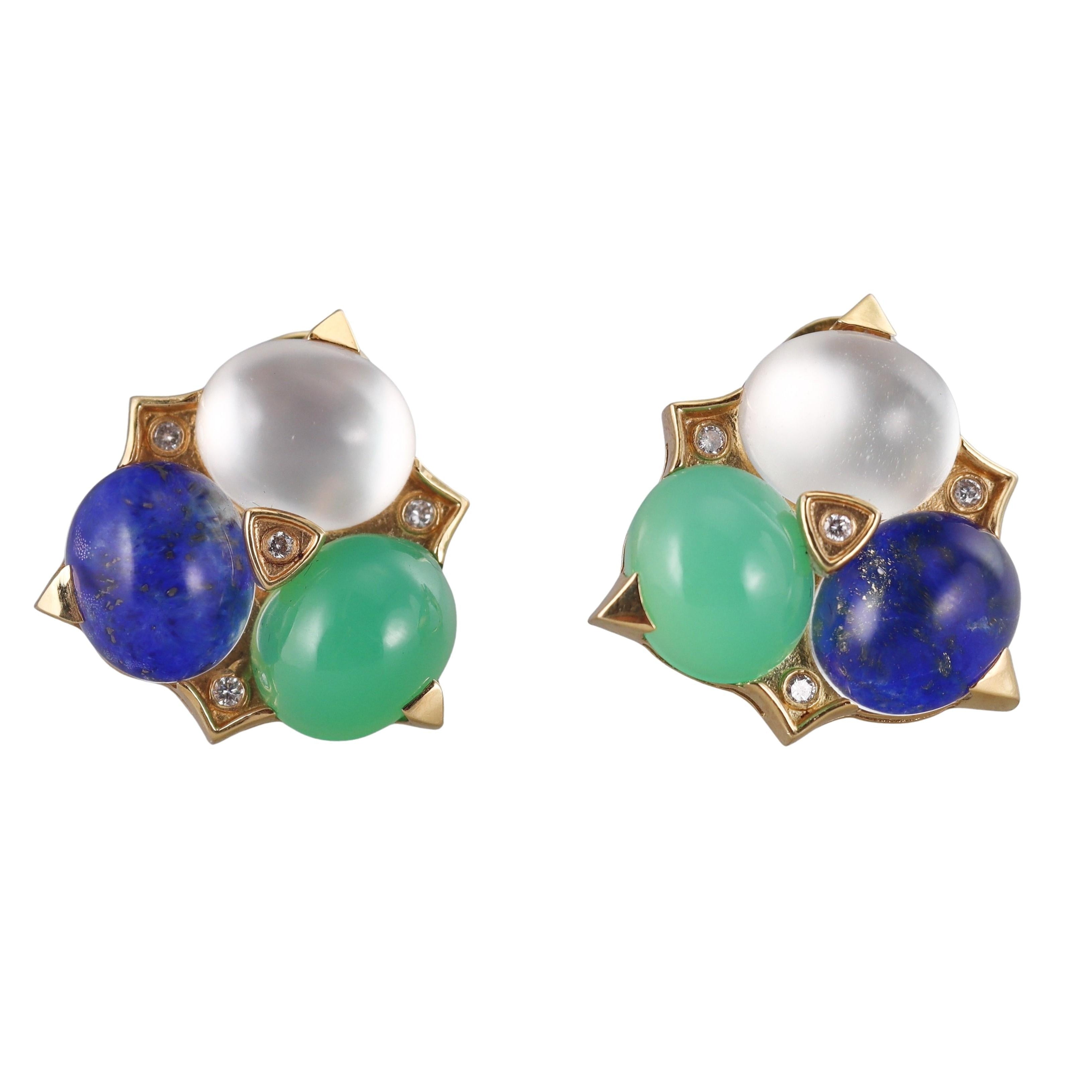 Logan Hollowell Diamond Gemstone Gold Earrings