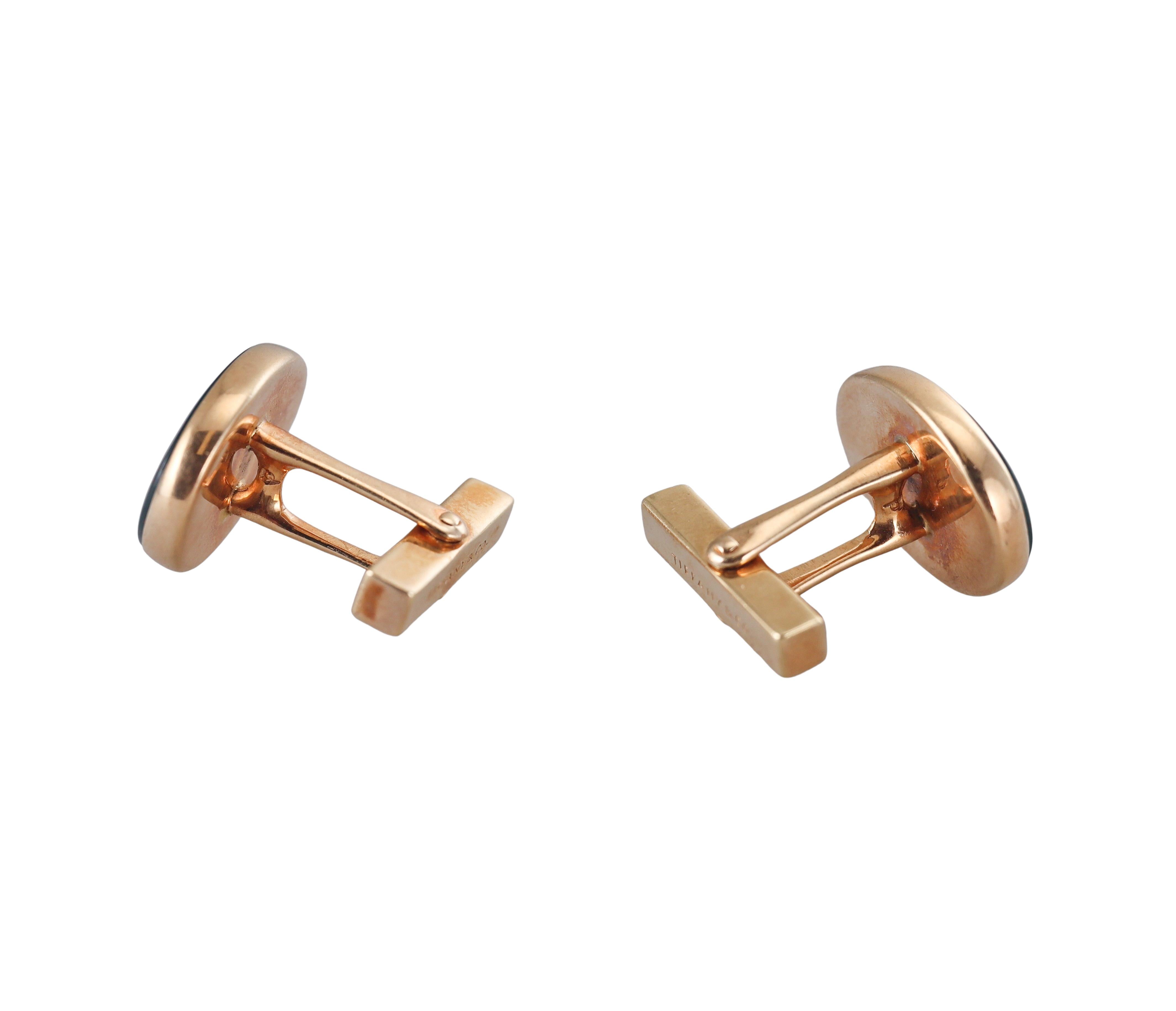 Tiffany & Co Vintage Gold Bloodstone Cufflinks