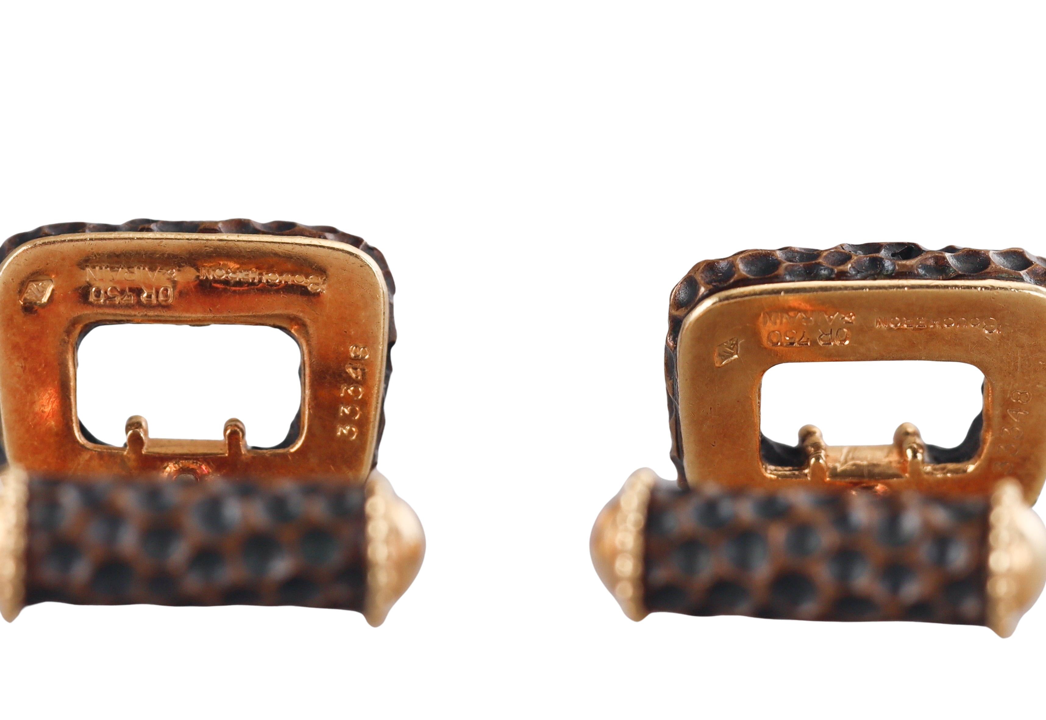 Boucheron Gold Bronze Textured Finish Cufflinks