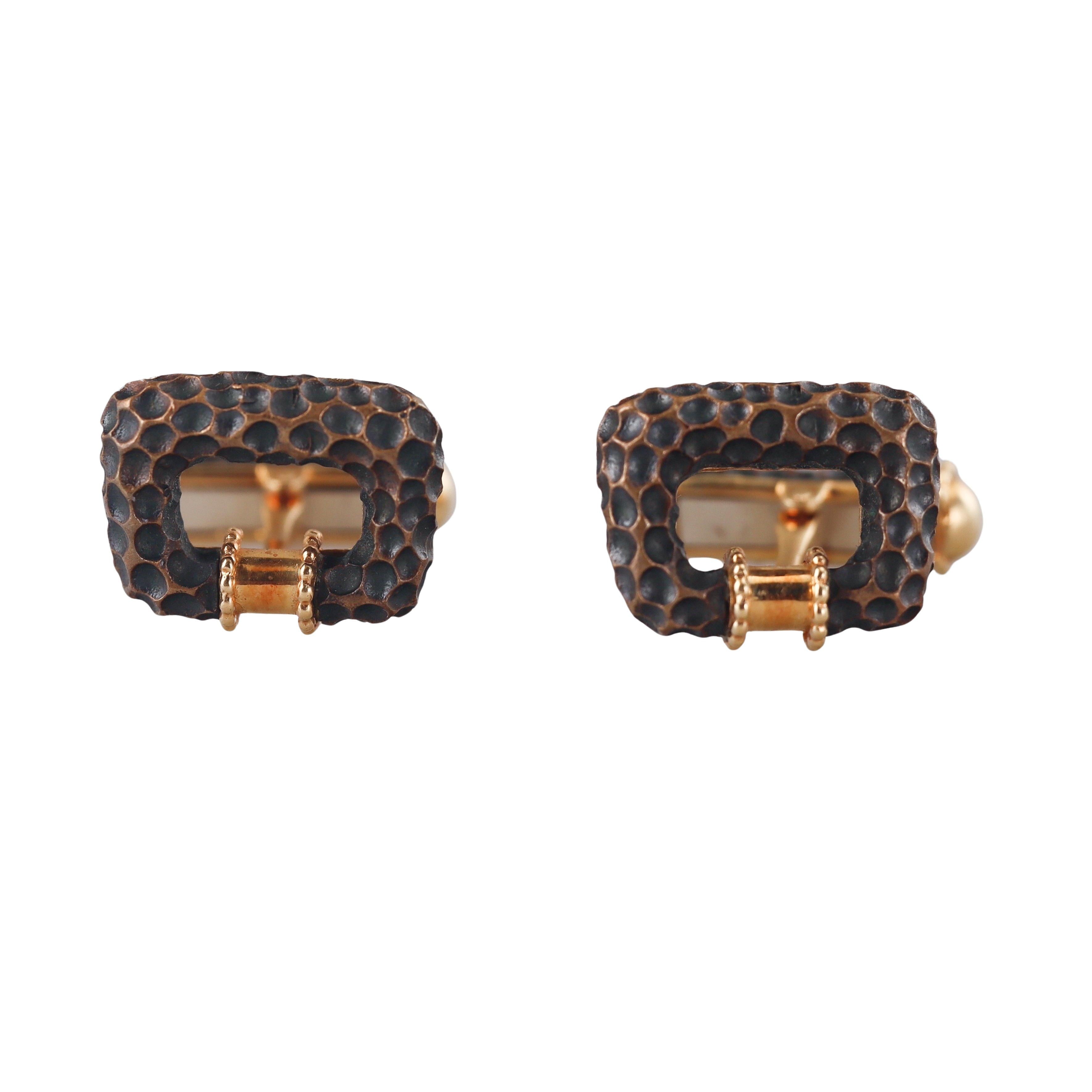 Boucheron Gold Bronze Textured Finish Cufflinks