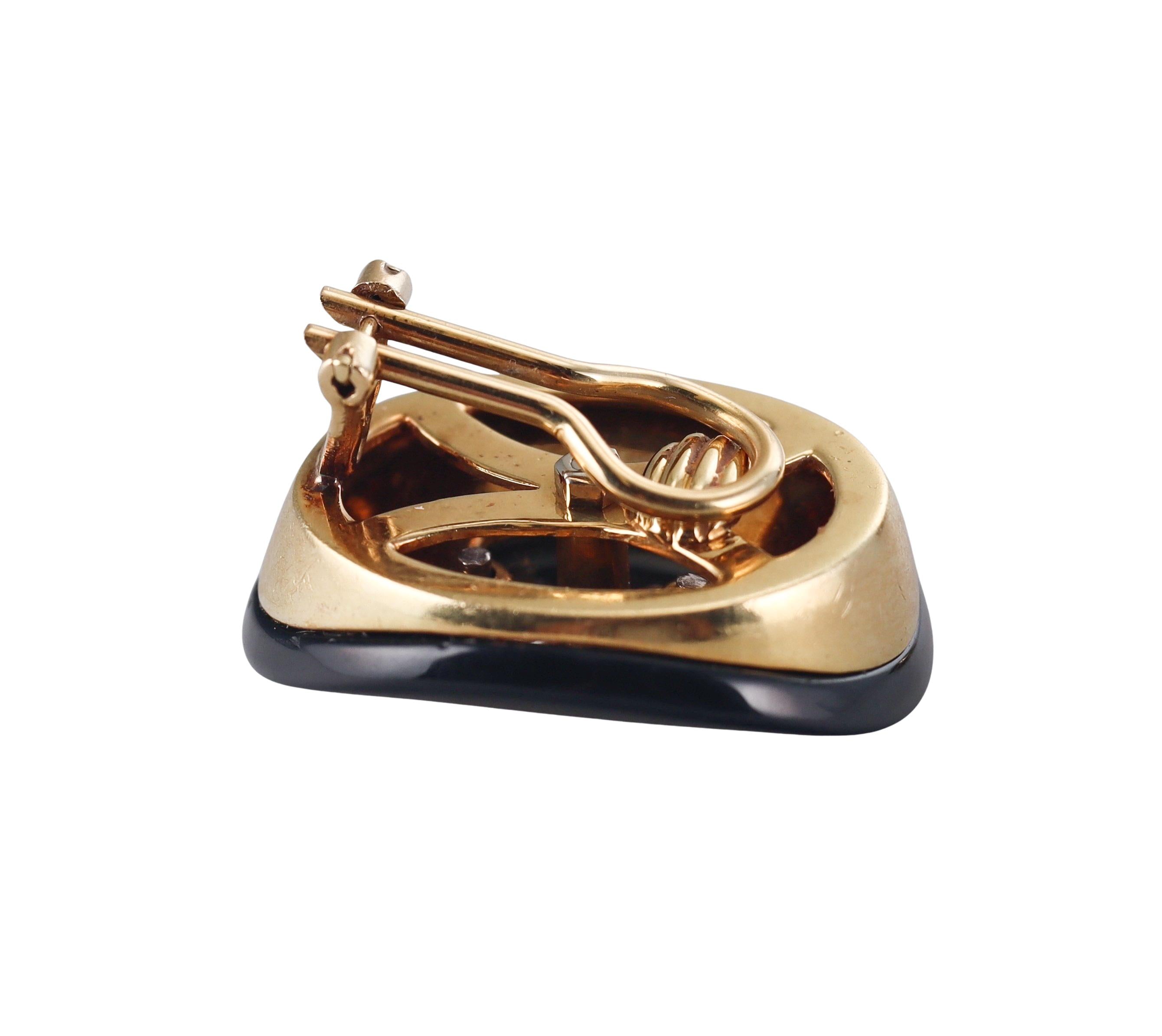 Van Cleef & Arpels 1960s Diamond Onyx Gold Earrings