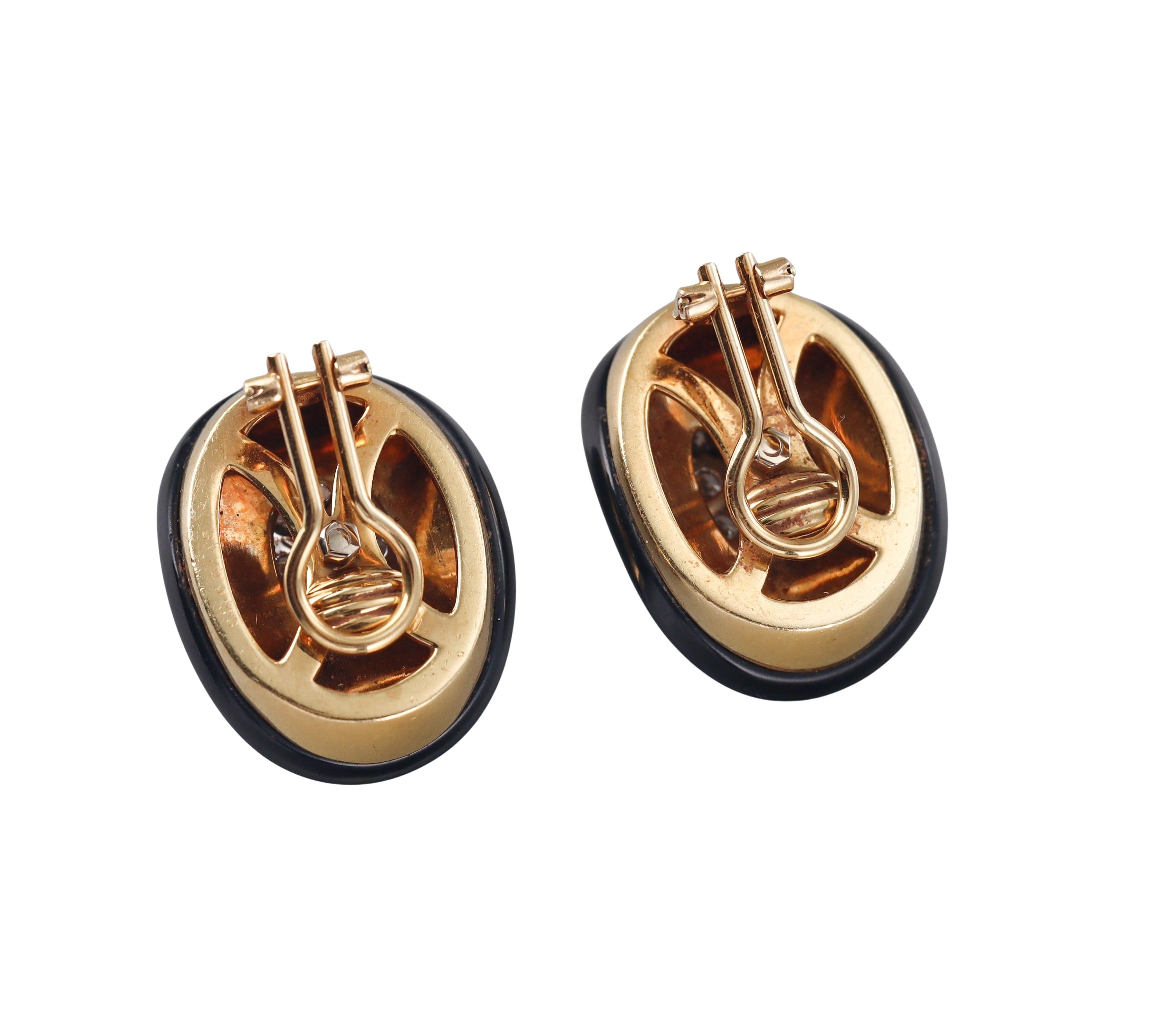 Van Cleef & Arpels 1960s Diamond Onyx Gold Earrings