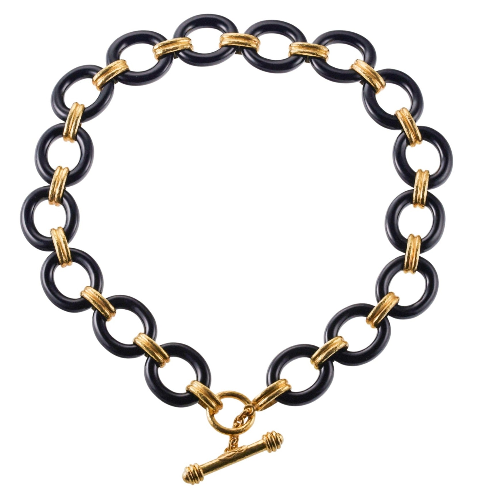 Elizabeth Locke Positano Black Jade Gold Link Necklace