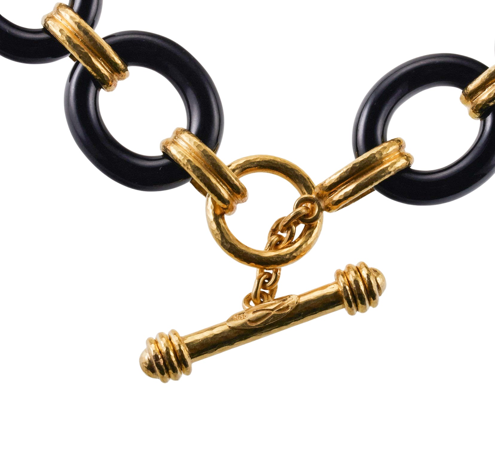 Elizabeth Locke Positano Black Jade Gold Link Necklace