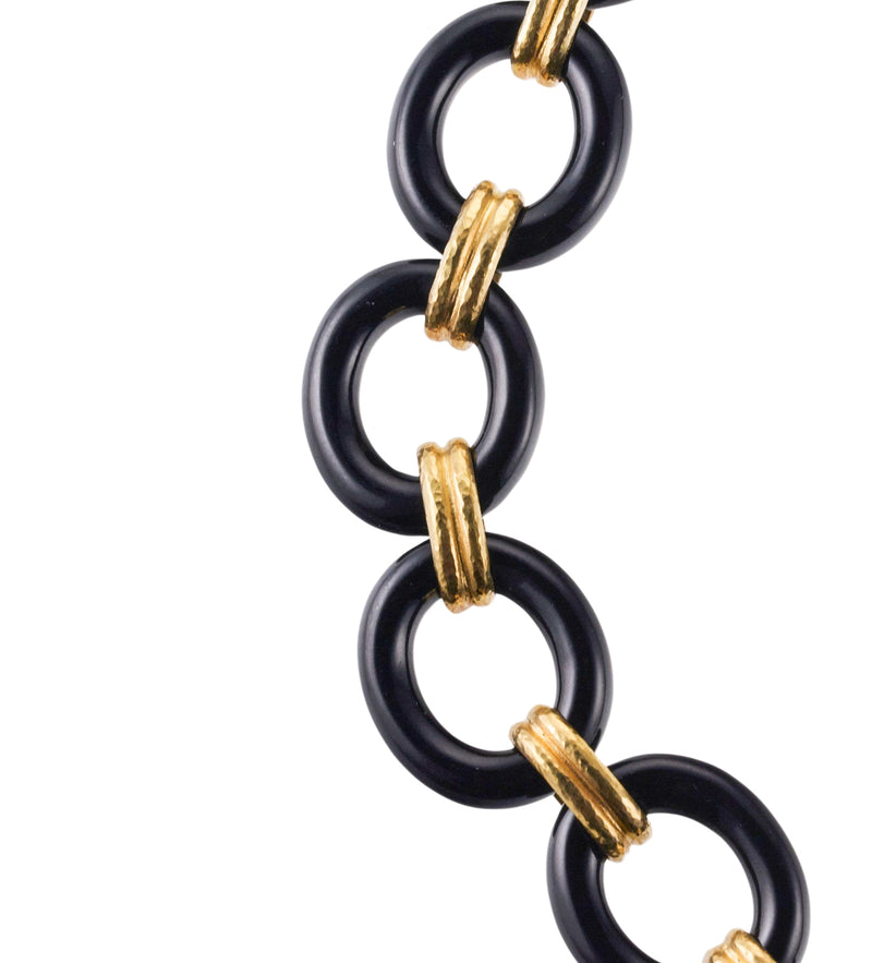 Elizabeth Locke Positano Black Jade Gold Link Necklace