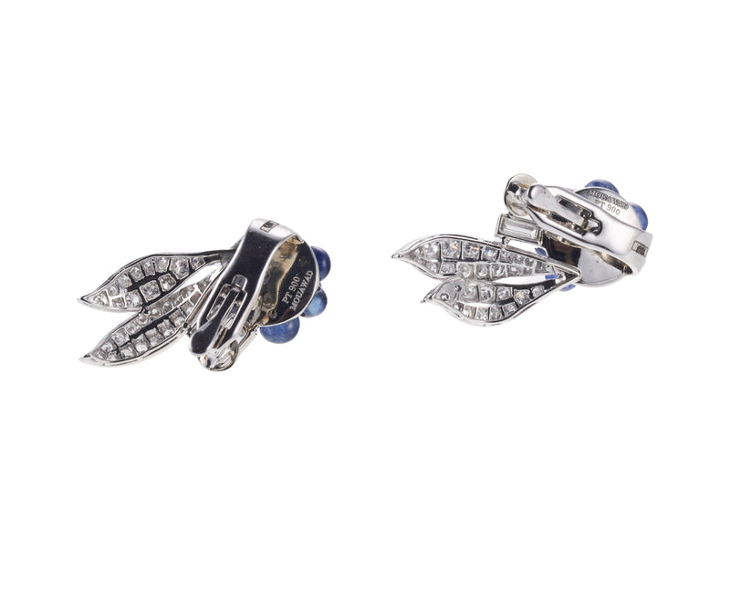 Mouawad Platinum Sapphire Diamond Earrings