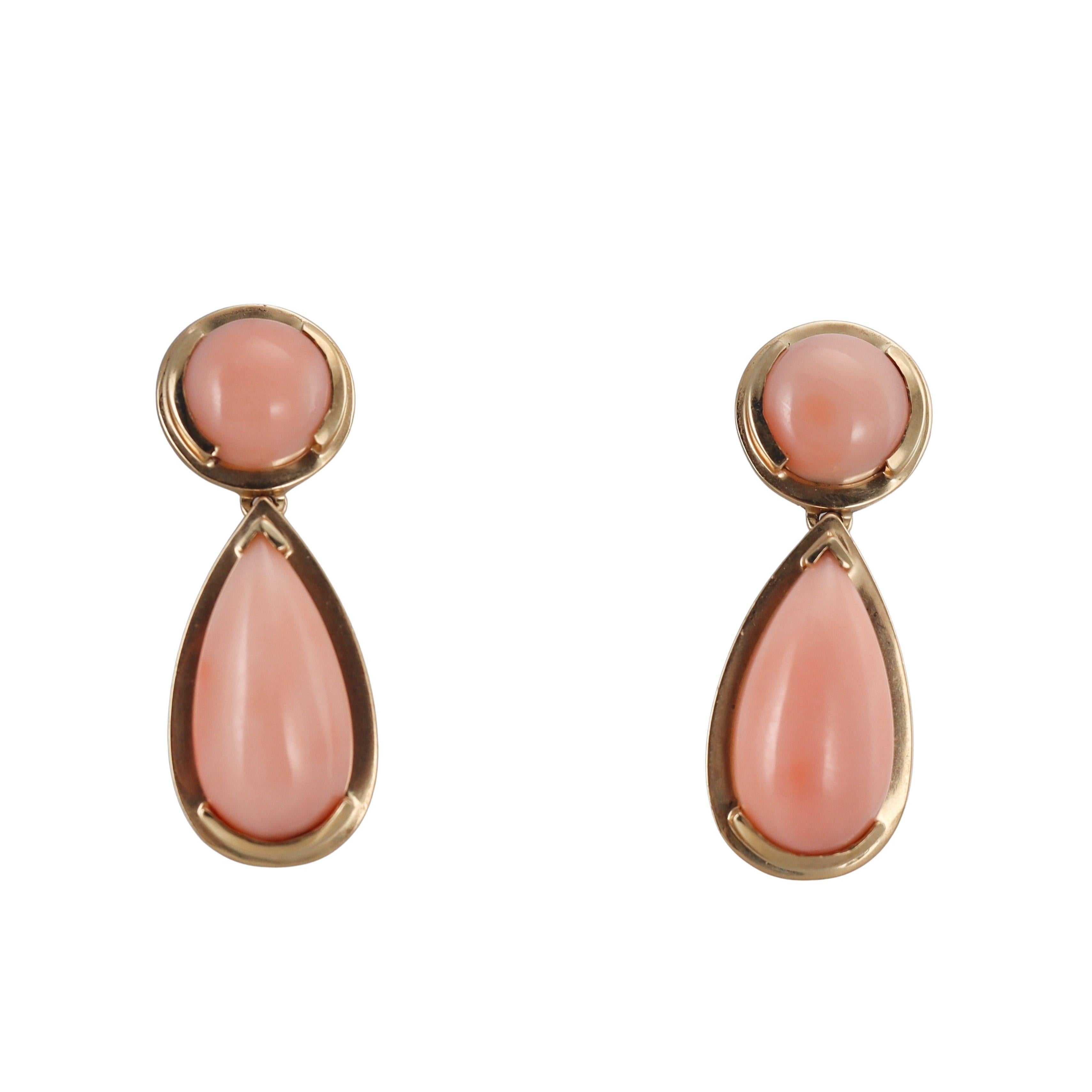 Hubert Coral Gold Drop Earirngs